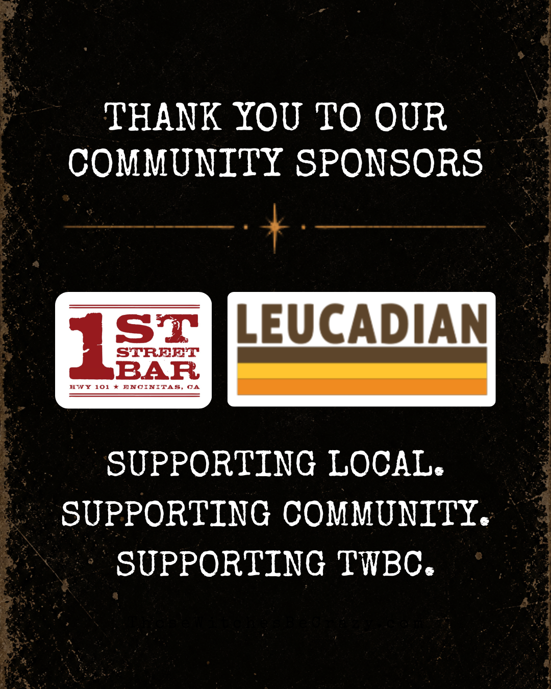 Community Sponsor acknowledgement for 1st Street & Leucadian Bar.