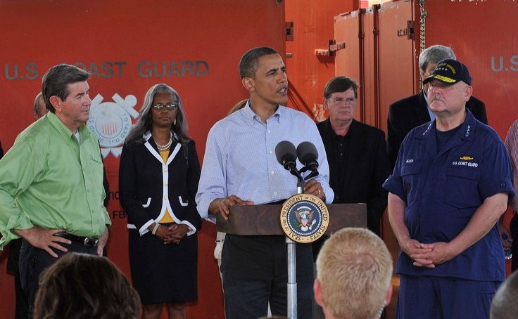Merceria with President Obama as he addresses the BP oil spill.