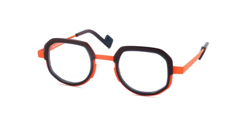 XIT Eyewear Combi C213 in 008 Neon Orange Metal and Navy Blue Translucent Acetate
