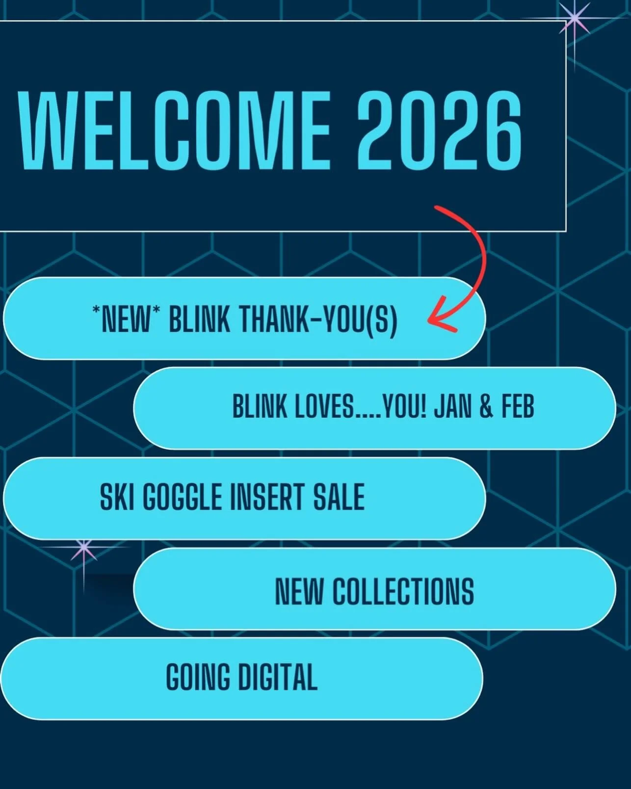 Hi blink friends! We&rsquo;ve got some really good stuff happening to start 2026 just ✨ right ✨ 

Link in bio to read up on all the goods, discover new collections, or book your next appointment!

We can&rsquo;t wait to see 👀 you!