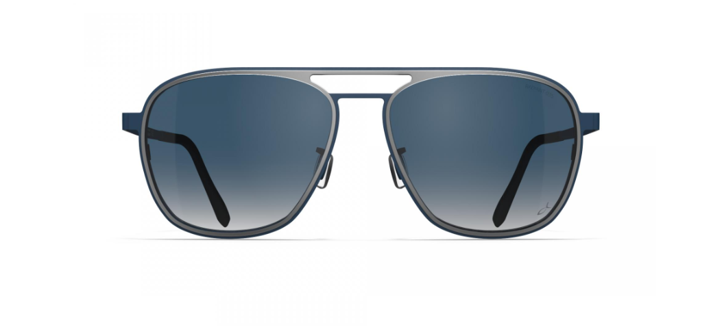 Blackfin Ocean Port Sunglasses in Satin Silver & Shadow Dark Blue