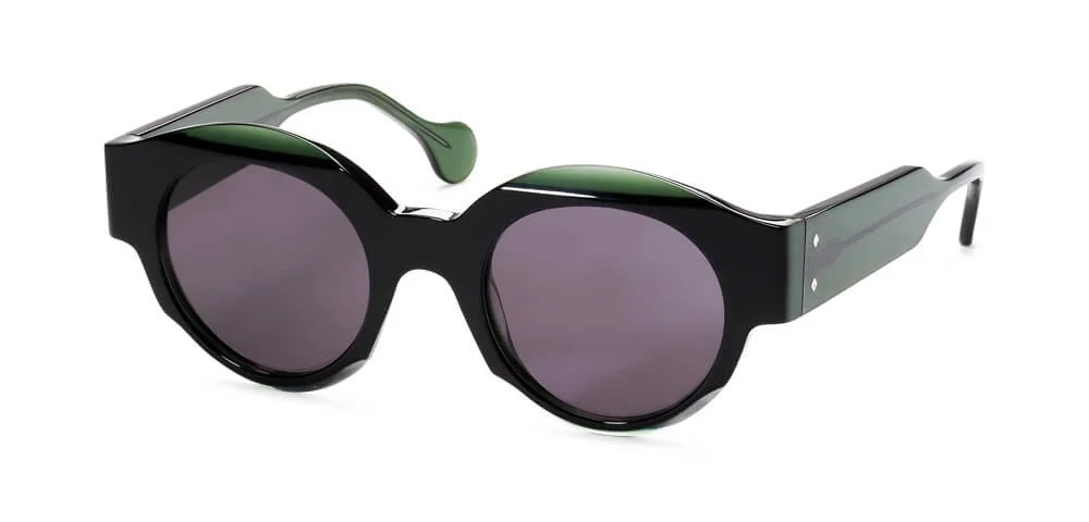 Res Rei Rainbow in Black/Green - Plain Grey Lens 2420-A32