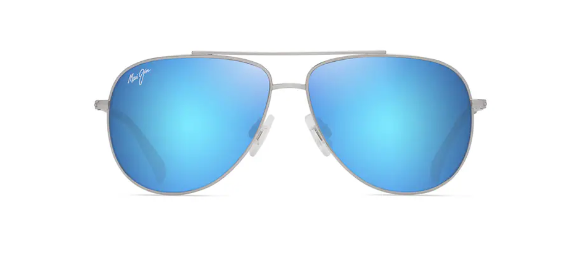Maui Him Hau'oli XS MJ0589S in 002 Shiny Silver with Crystal - Blue Hawaii