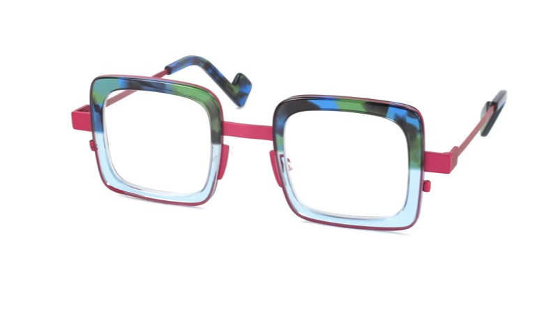 XIT Eyewear Como C304 in 008 Pink Metal and Blue Tortoiseshell Acetate and Translucent Blue