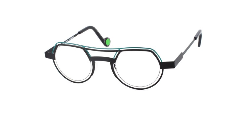 XIT Eyewear Josette M203 in 000 Matte Black & Teal Green Brow