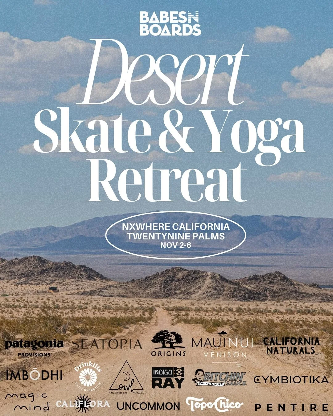Babes!! Only 5 days left till we head to the desert &amp; we have a few spots left for you to join 🌵

We&rsquo;re so excited for a week full of skating, amazing chef-curated meals by @cheffysurfs , yoga &amp; nature experiences with our biologist an