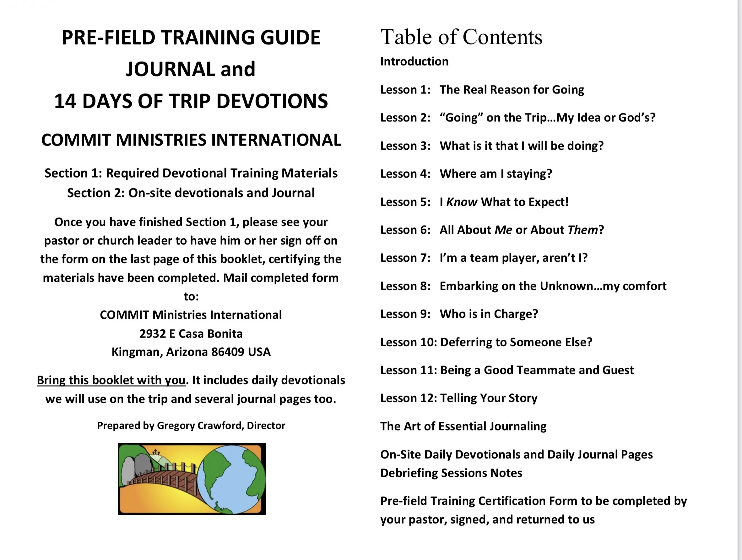 Commit Ministries Unternational Pre-Field Training Guide PDF