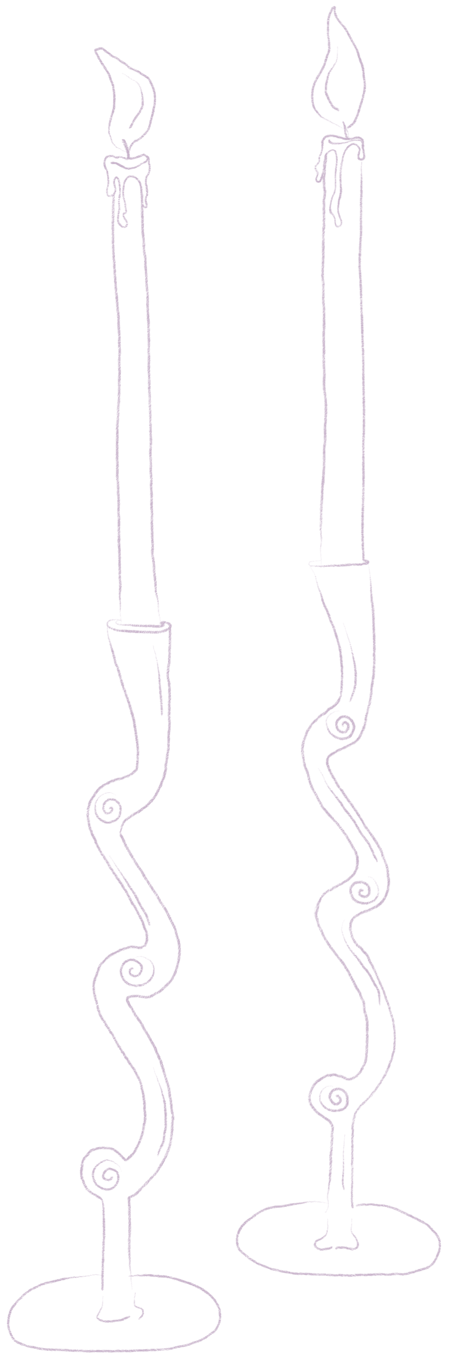 Illustrated candlesticks in lilac