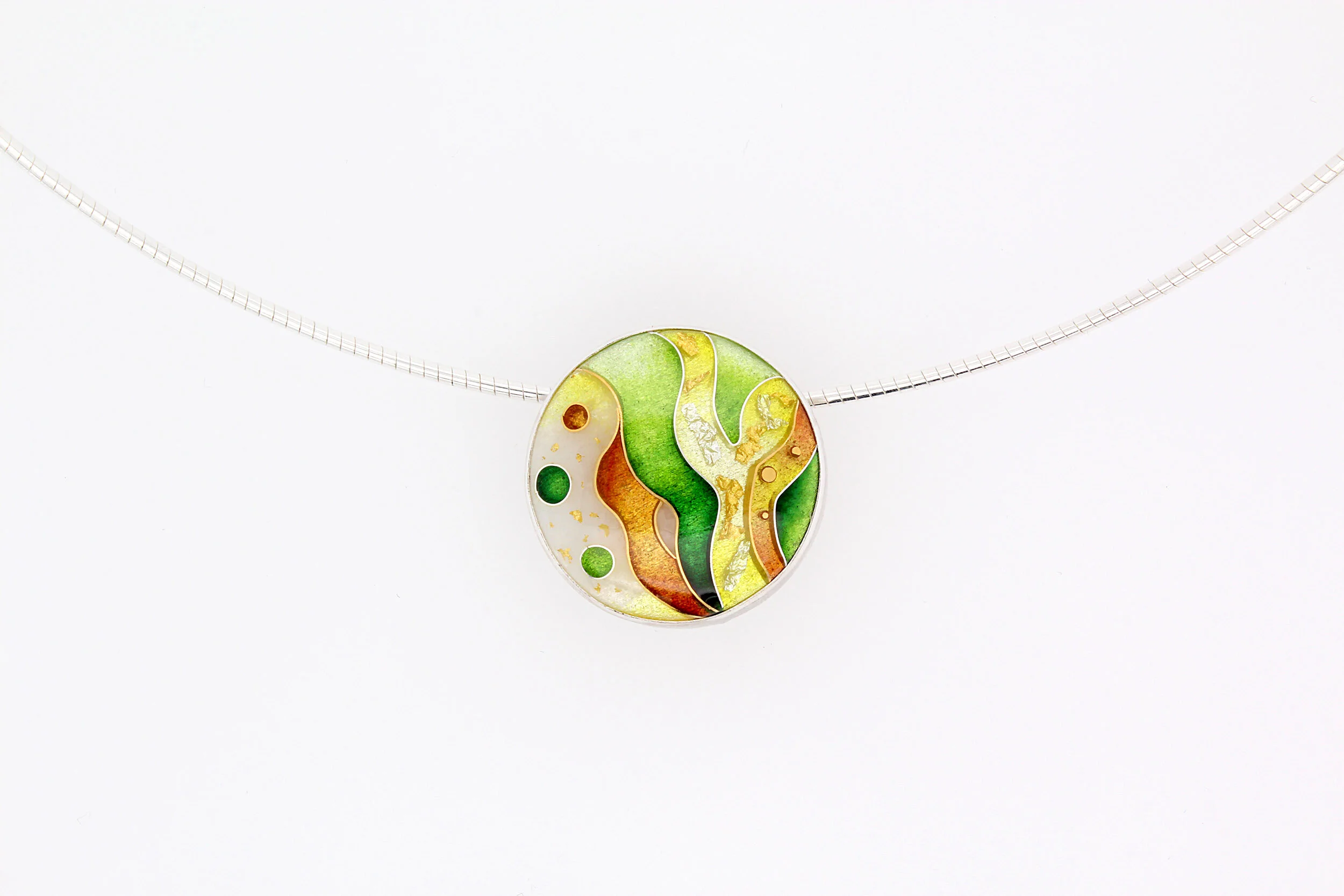 Orange Ocean Cloisonné Enamel Pendant
