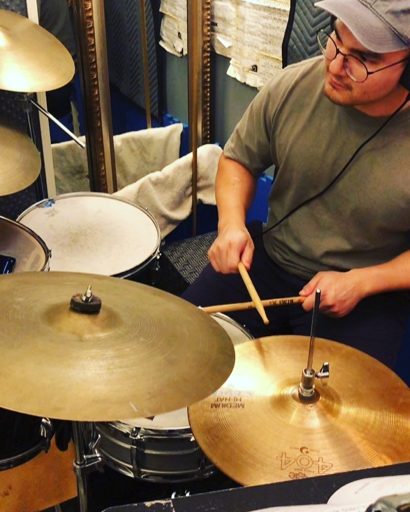 Obed practicing 16th Notes on Hi hat with a play along track.