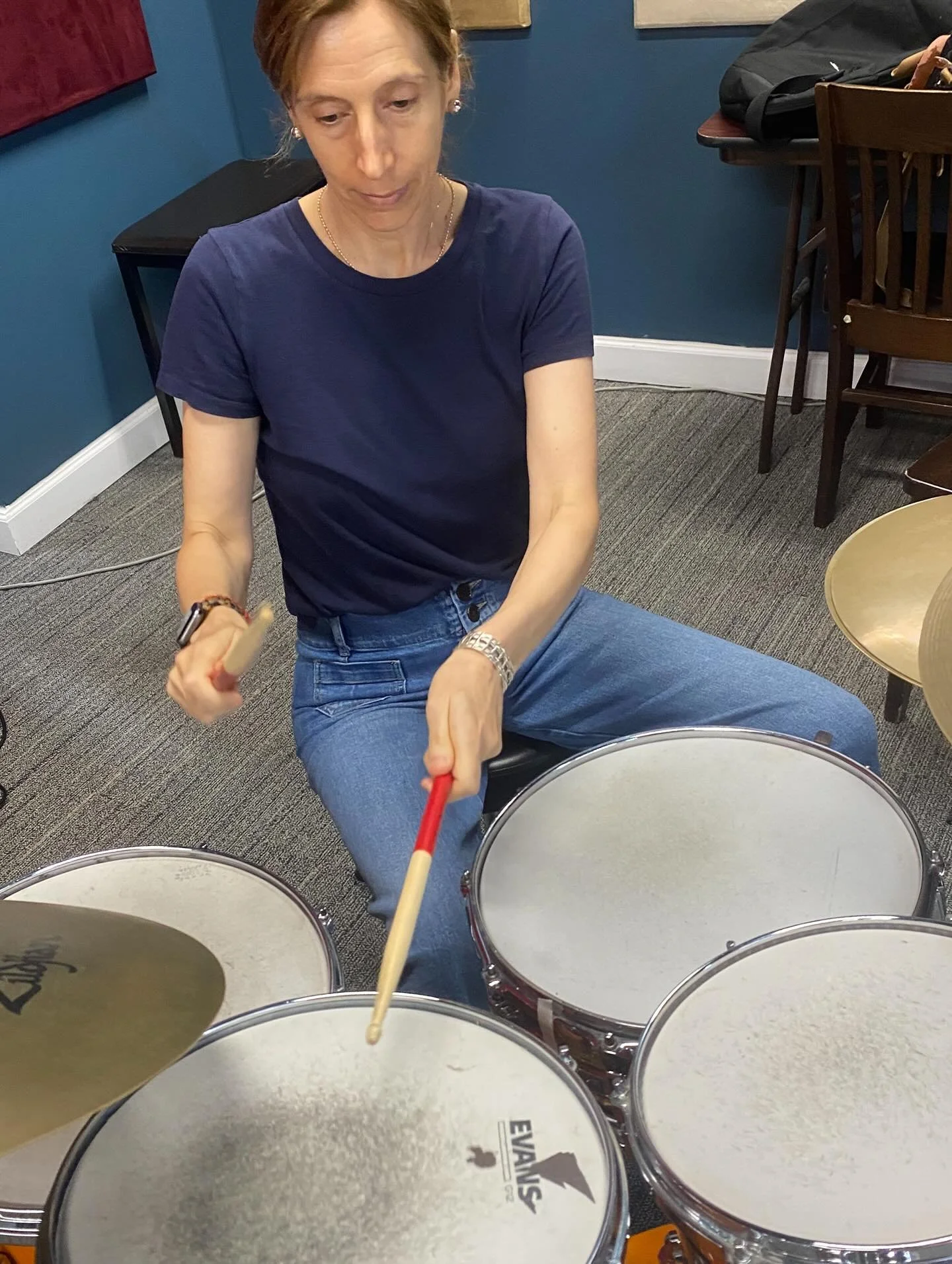 Student Jo playing fills-fun at #nydrumschool