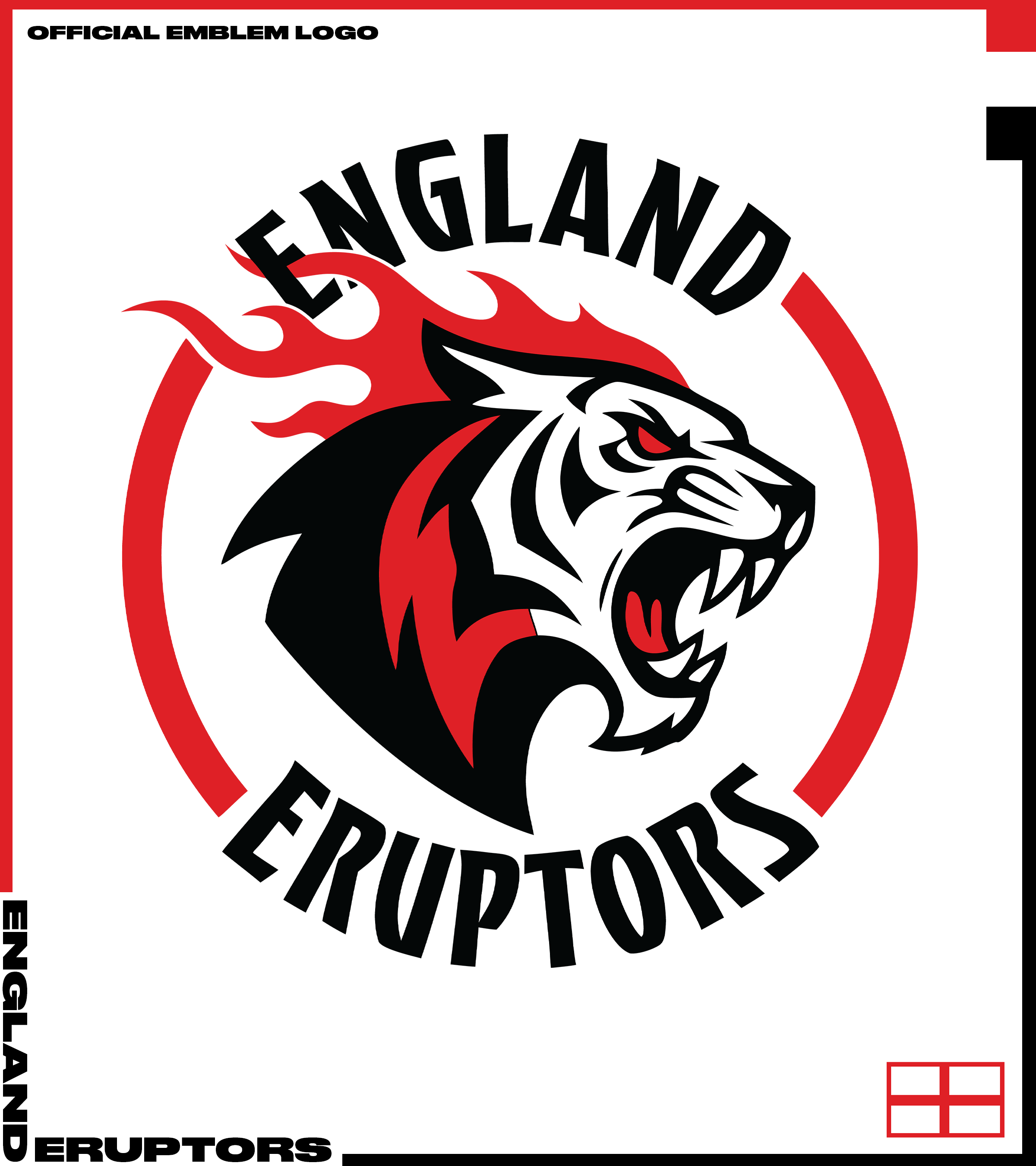 ENGLAND ERUPTORS (ARENA FOOTBALL) - OFFICIAL LOGO / BRANDING