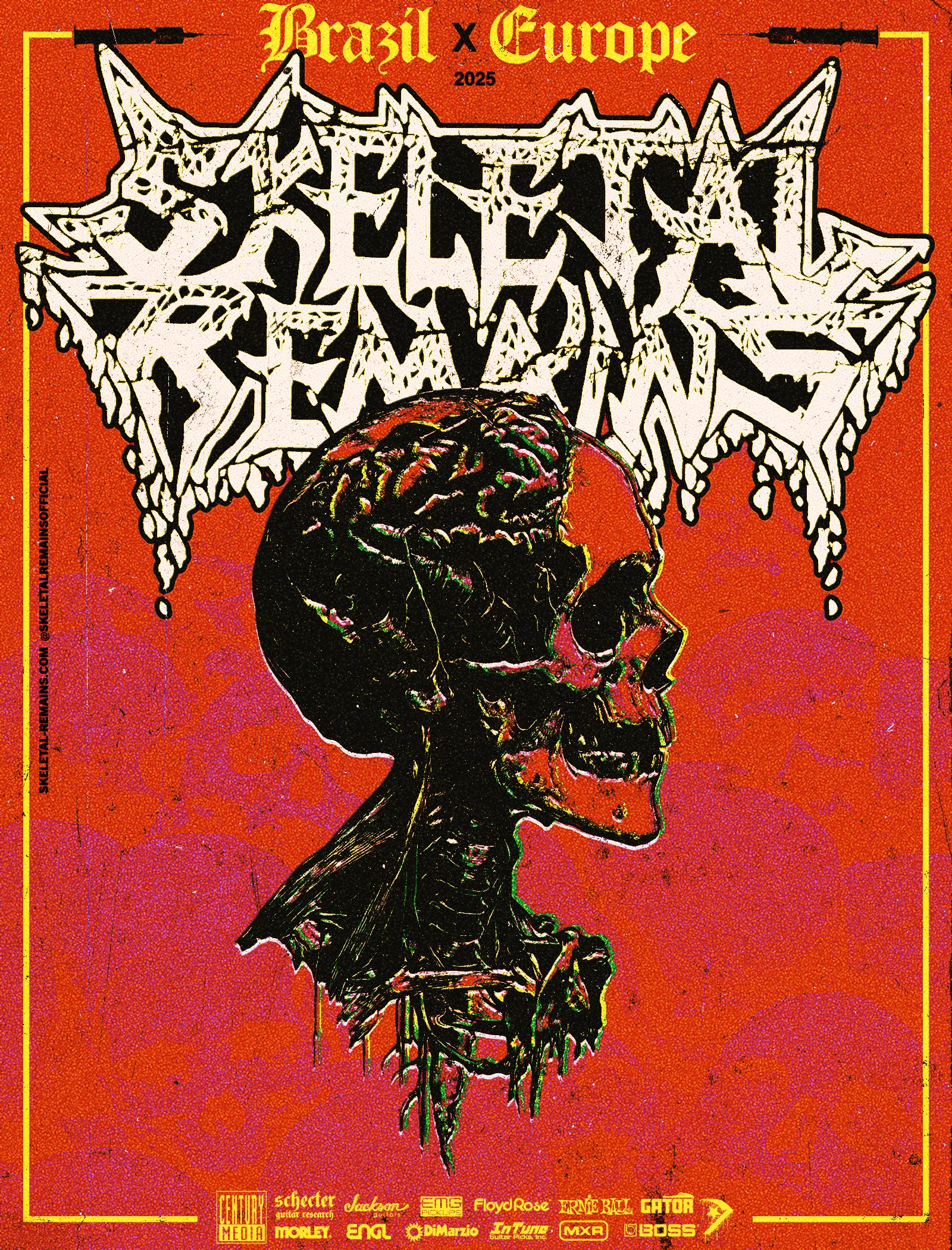 SKELETAL REMAINS / BRAZIL X EUROPE 2025 TOUR POSTER