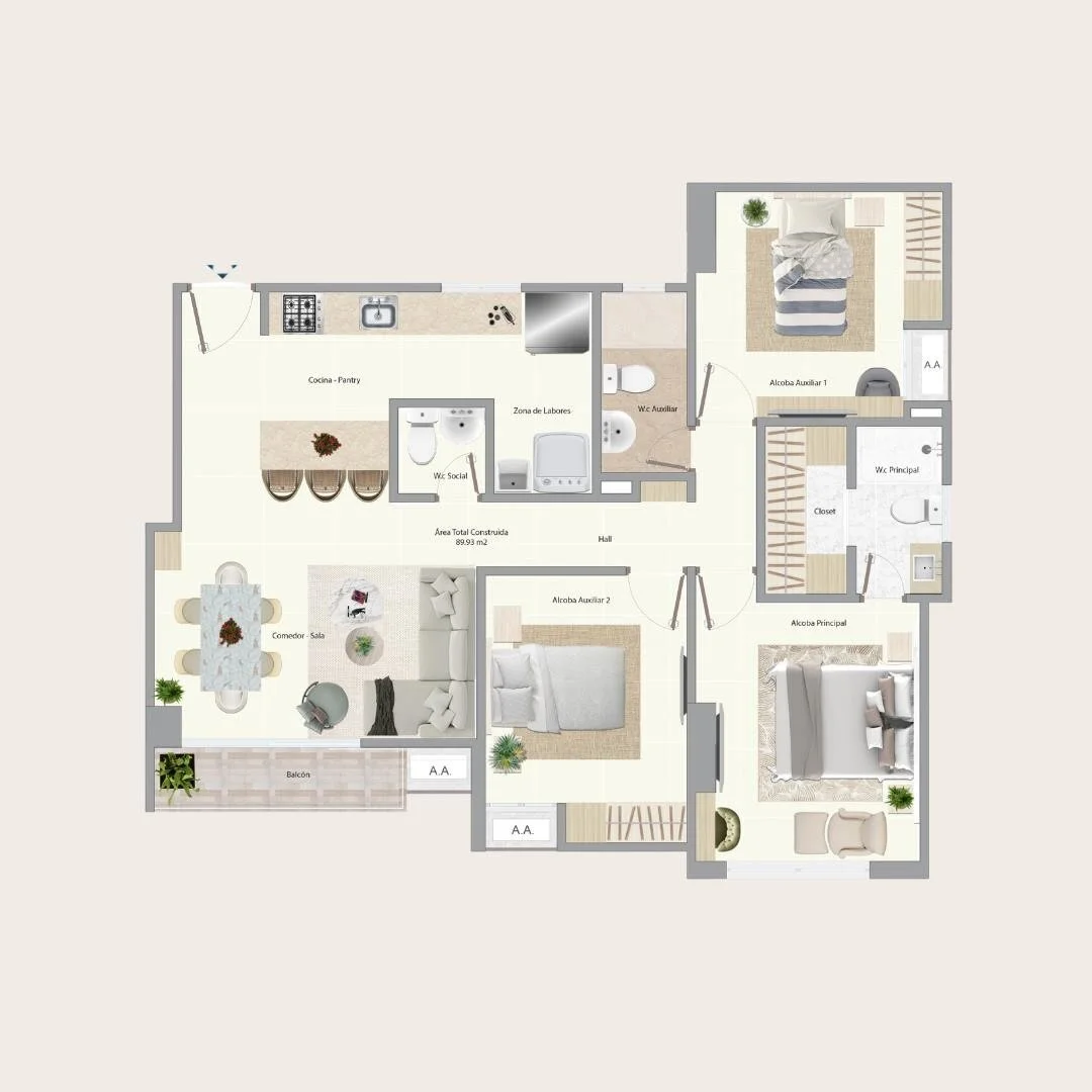 &quot;Conoce nuestro apartamento de 89.93 m2: Un espacio c&oacute;modo y acogedor, con 
2 alcobas, 2 ba&ntilde;os, cocina abierta, pantry, sala - comedor y balc&oacute;n. 

💰 Desde $412,803,954
📍 Cra. 64C # 94-57 Barranquilla
📱 315 635 7454 &amp; 