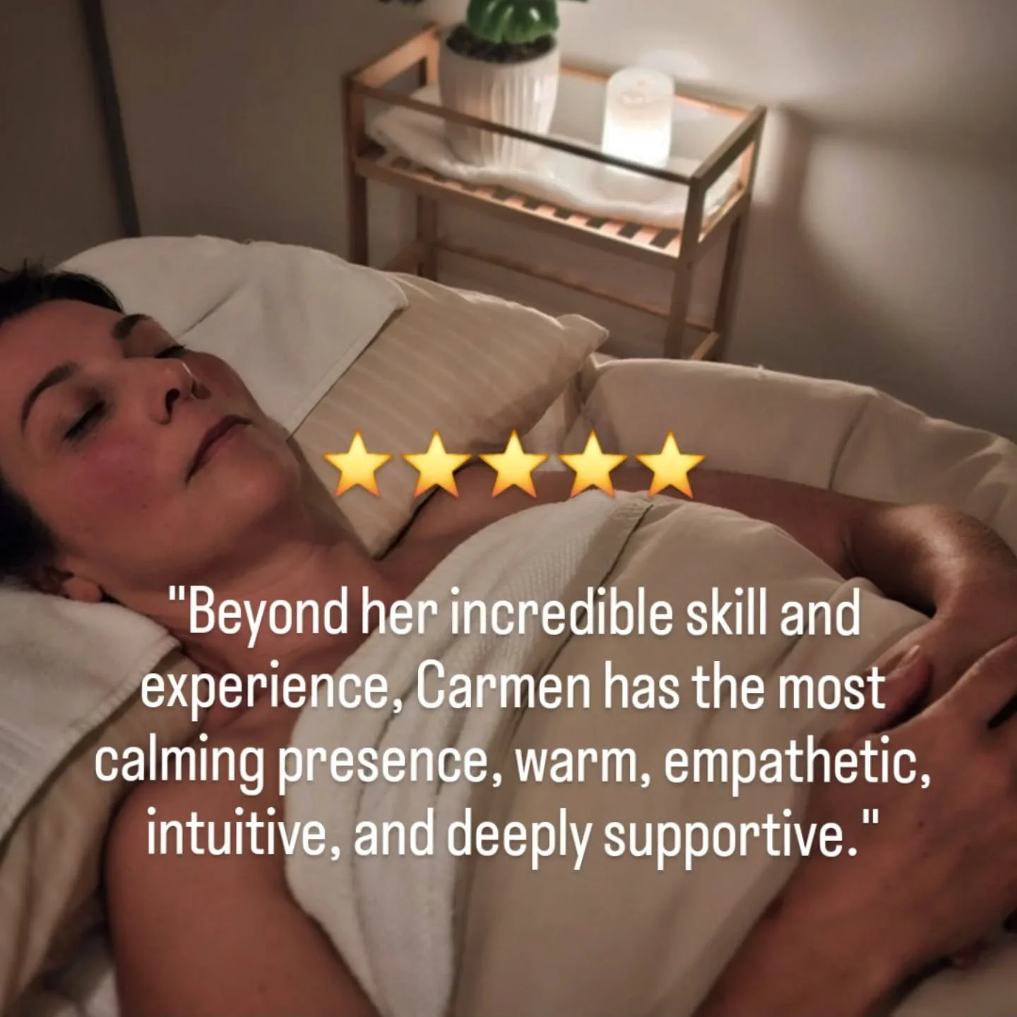Kind words from clients (and another 5 star google review!).

Full review below:
"I can&rsquo;t recommend Carmen at Lumiere Healing and Massage highly enough. Every time I see her, she somehow manages to completely relieve my back pain. Beyond h
