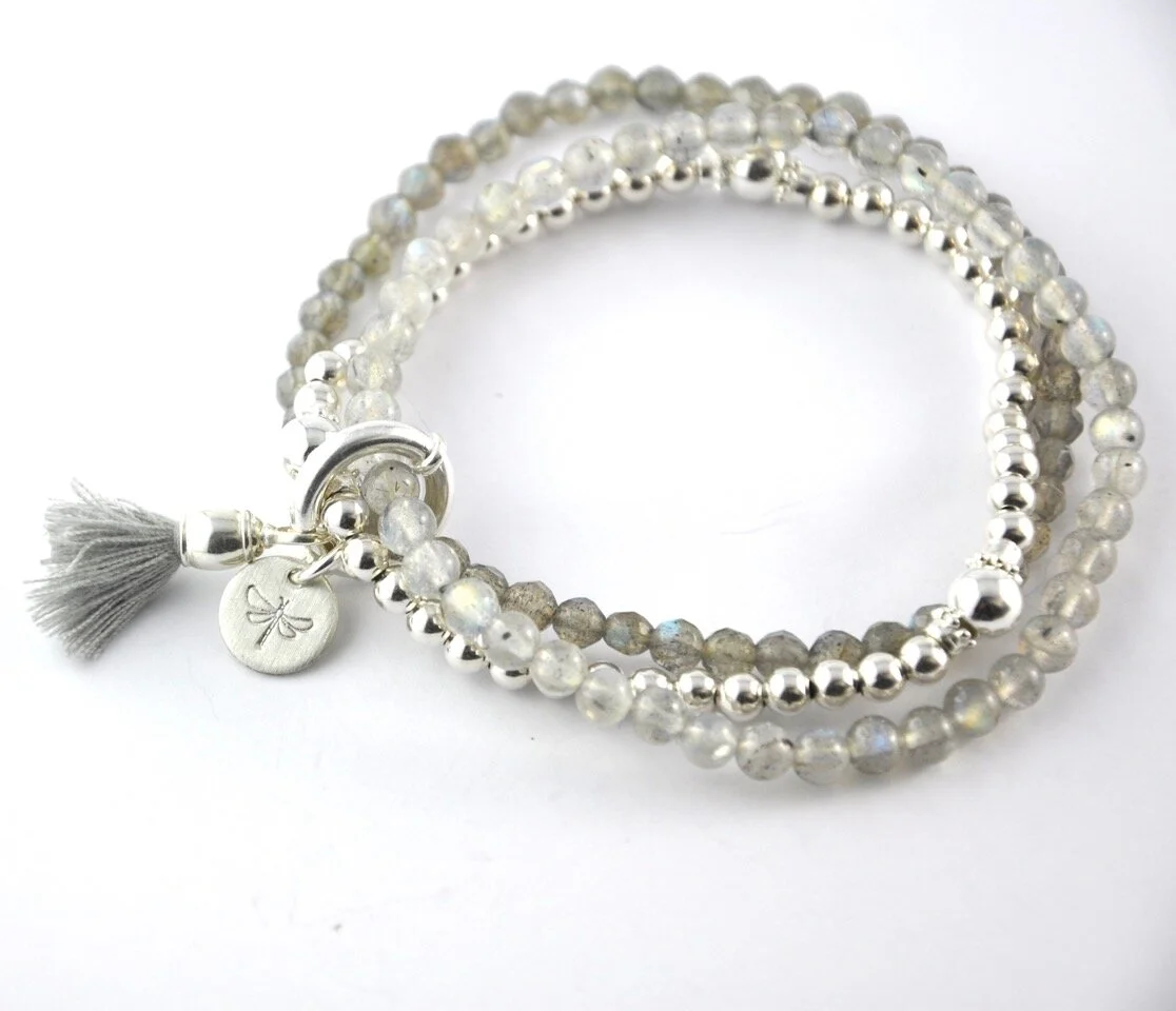 Armband "libelle" Grauquarz/Mondstein