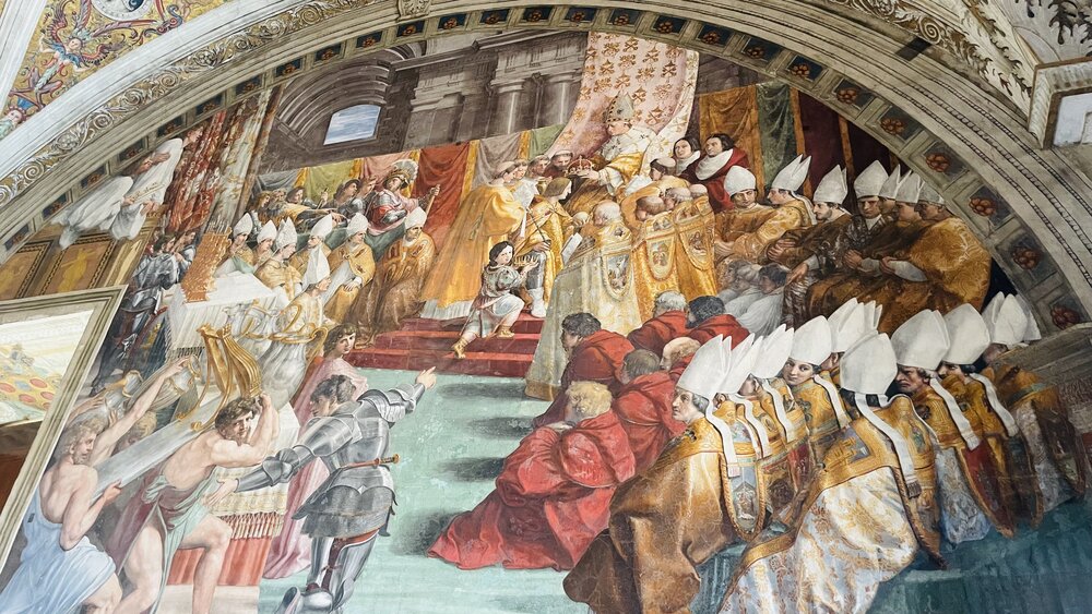 34 Incoronazione di Carlo Magno, Stanza dell'Incendio di Borgo, Raffaello.jpeg