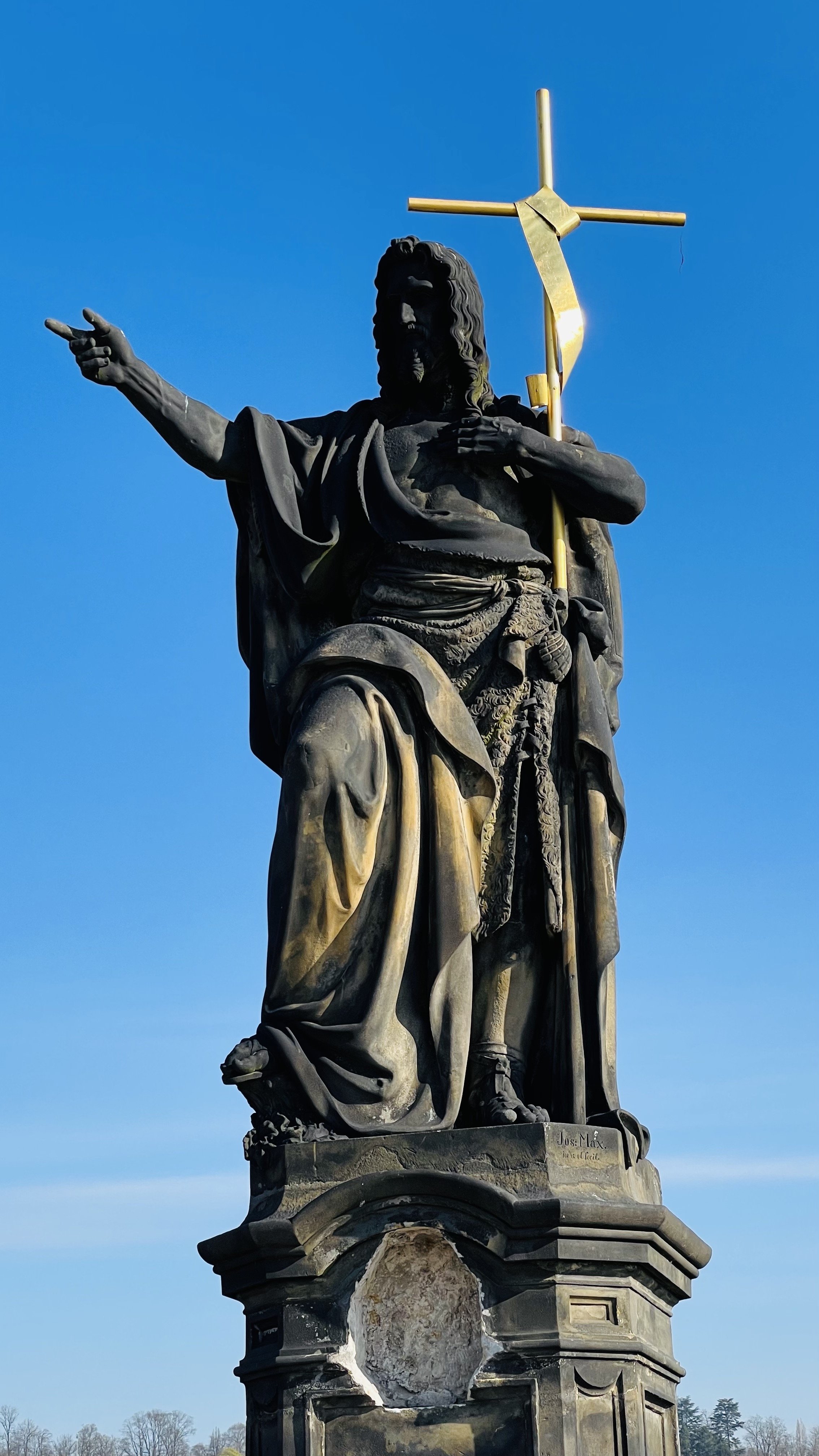 Statue St. John the Baptist in Charles Bridge