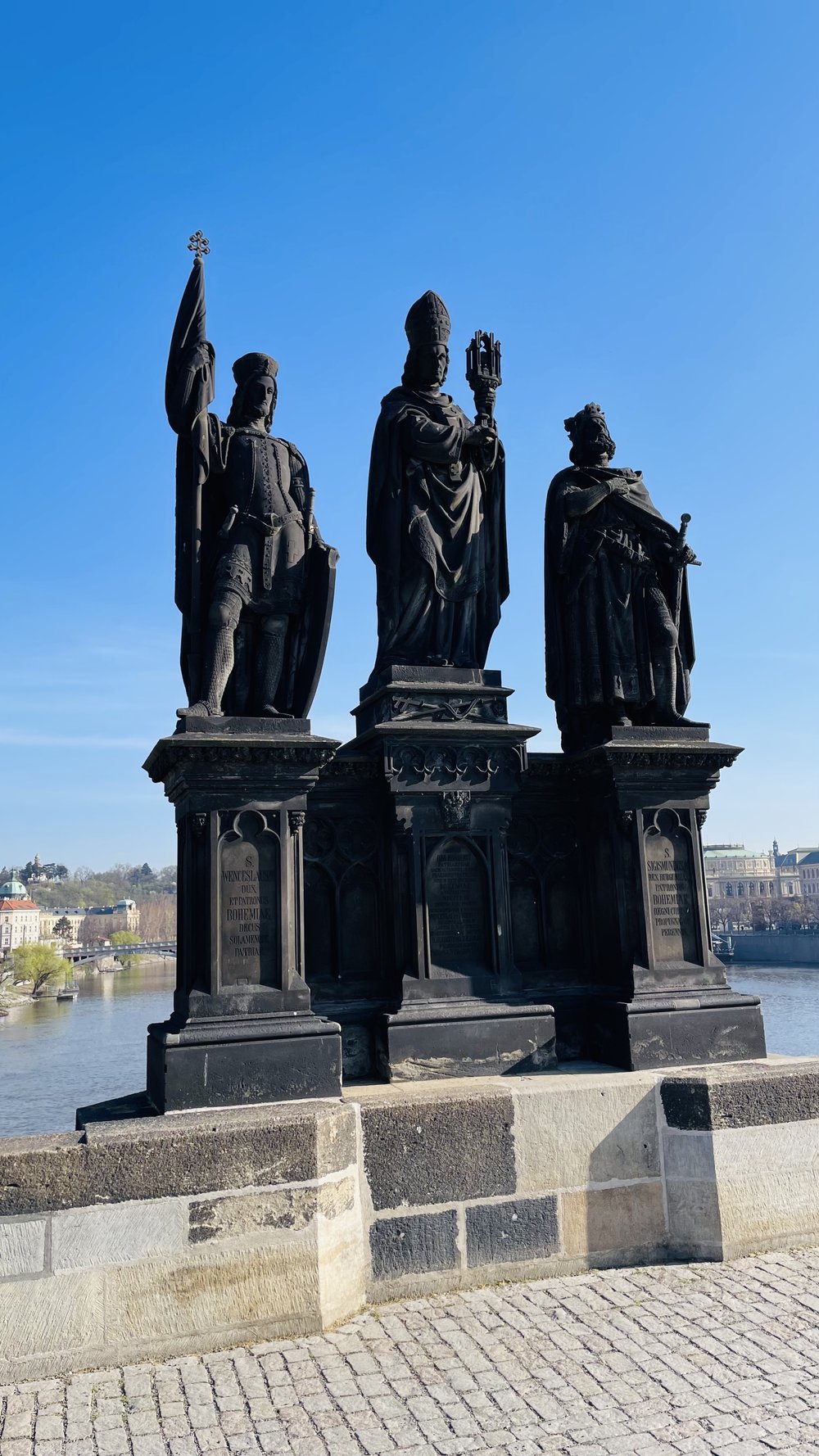 Statue of Saints Norbert of Xanten, Wenceslas and Sigismund in Charles Bridge