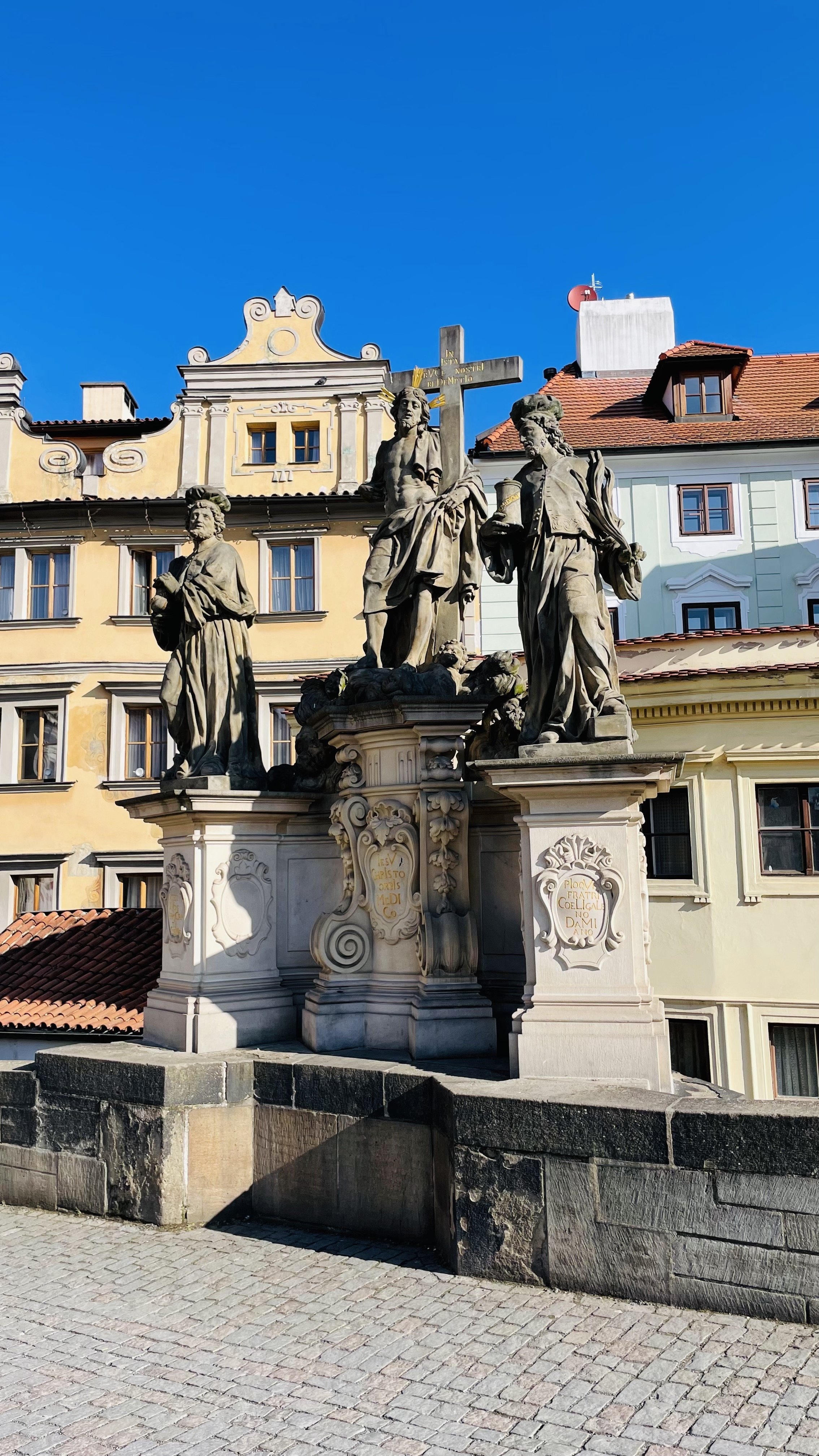 64 Sculpture of John of Matha, Félix de Valois and Saint Ivan by F. M. Brokof in Charles Bridge.jpeg