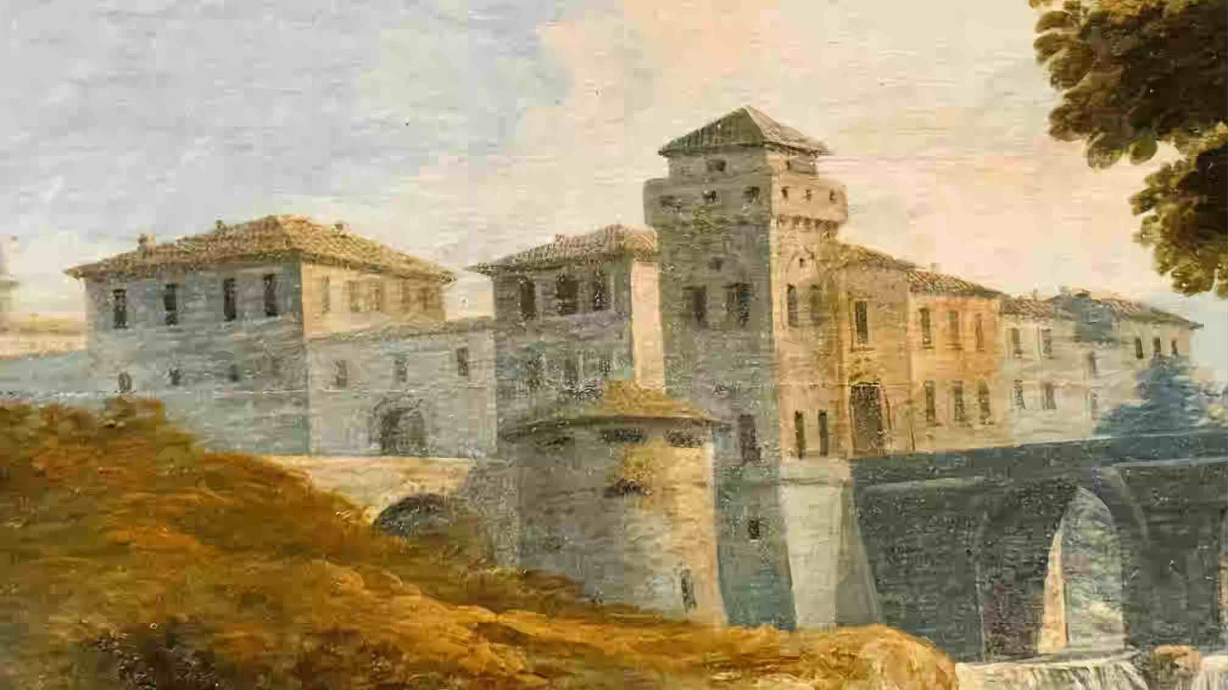 Vincenzo Nini, Paesaggio con fiume, 1790 1810, Particolare