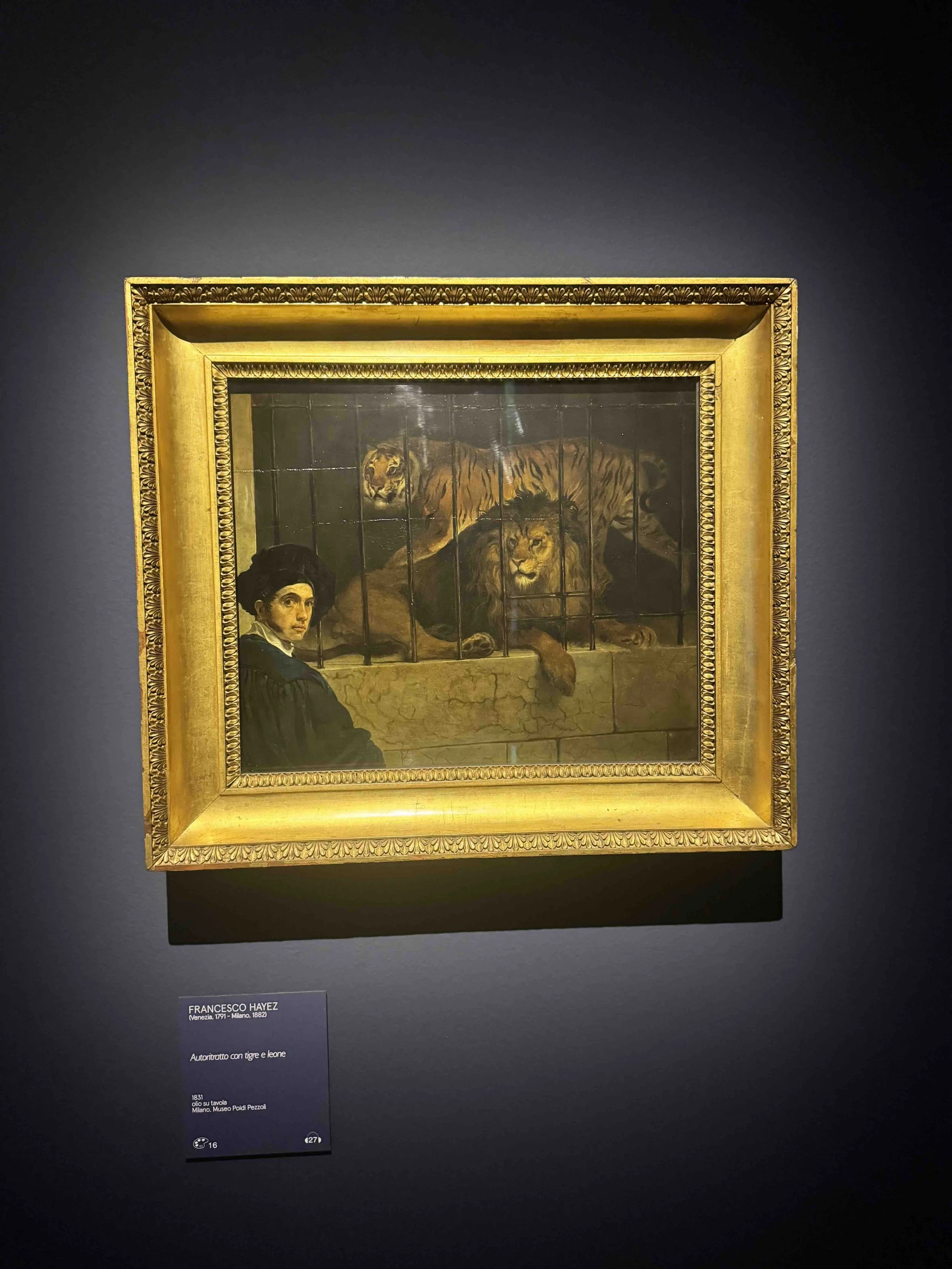 Francesco Hayez, Autoritratto con tigre e leone
