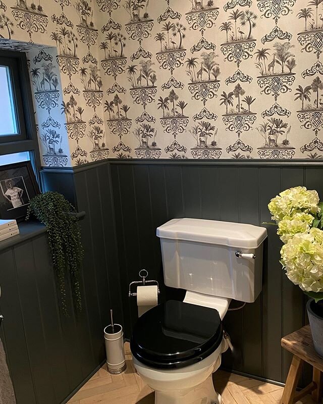 Finally the downstairs toilet is finished, it took a while because I didn&rsquo;t order enough wallpaper... it&rsquo;s such an impossible space to take a good photo of. I wanted a quick makeover for the downstairs w/c, so we put tongue and grove pane