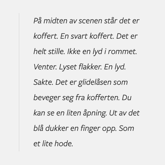Arbeidstittel: Kofferten