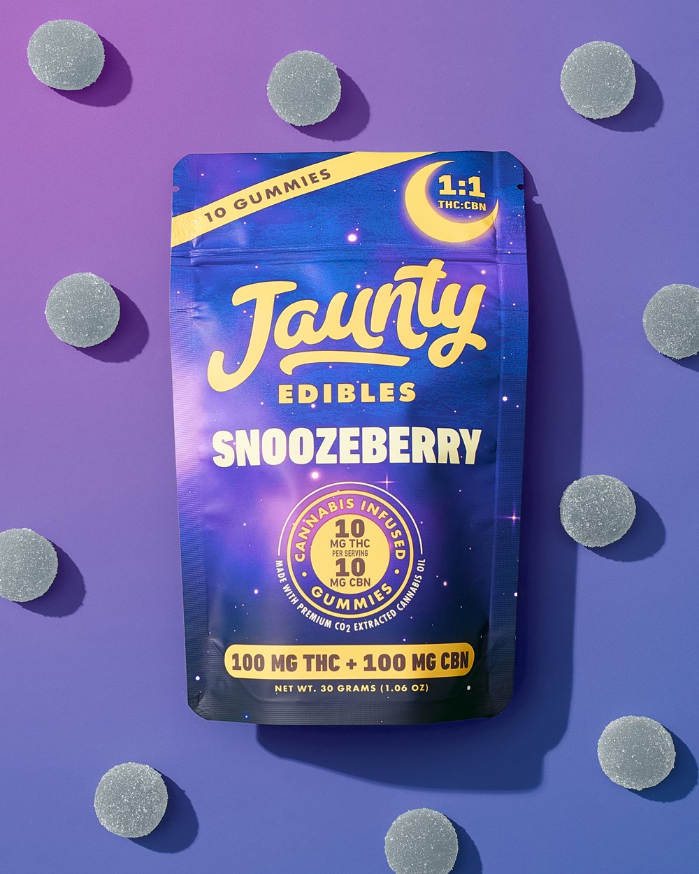 Snoozeberry 10 pack gummies, overhead_.jpg