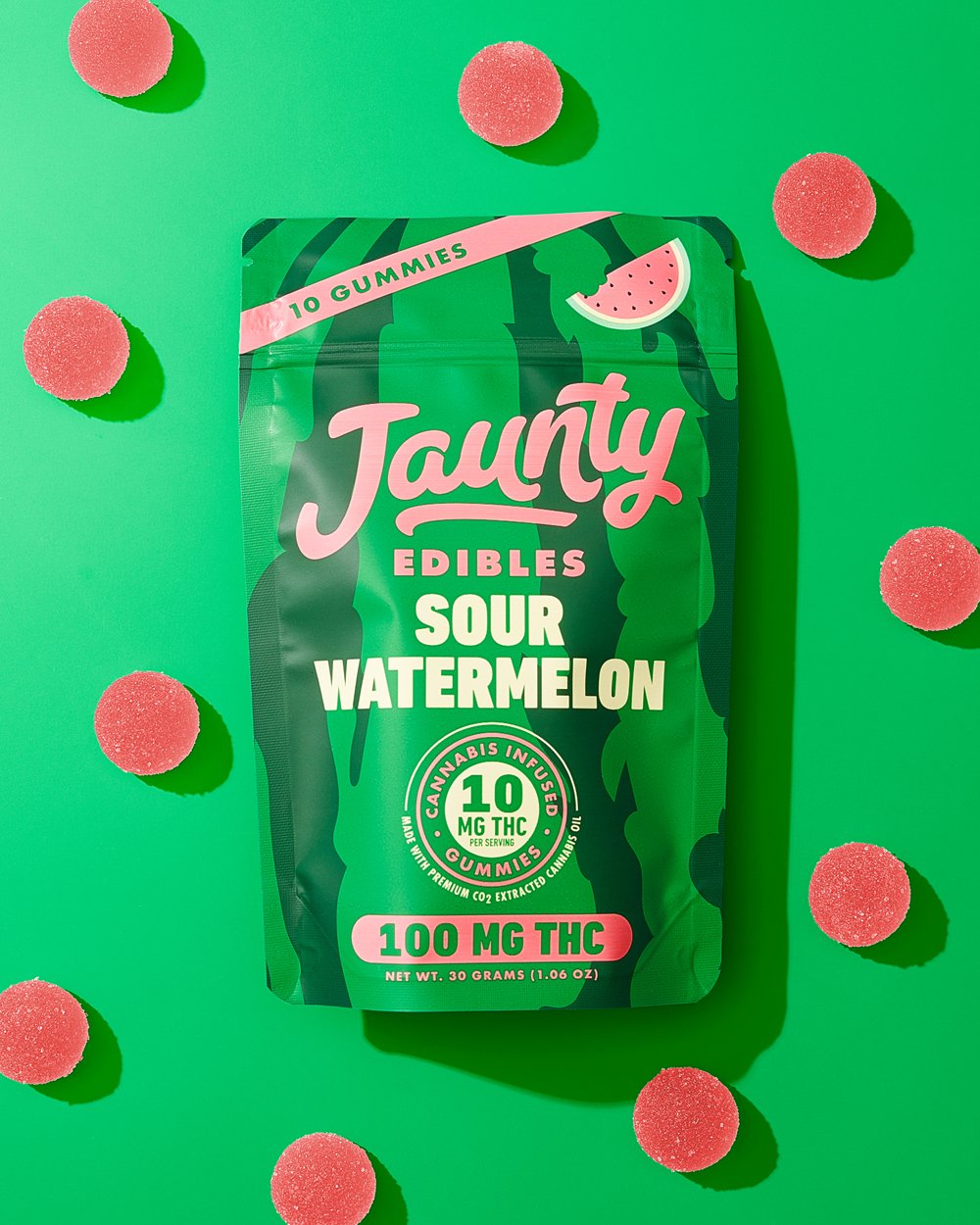 Jaunty - Watermelon 10 pack gummies, overhead_.jpg