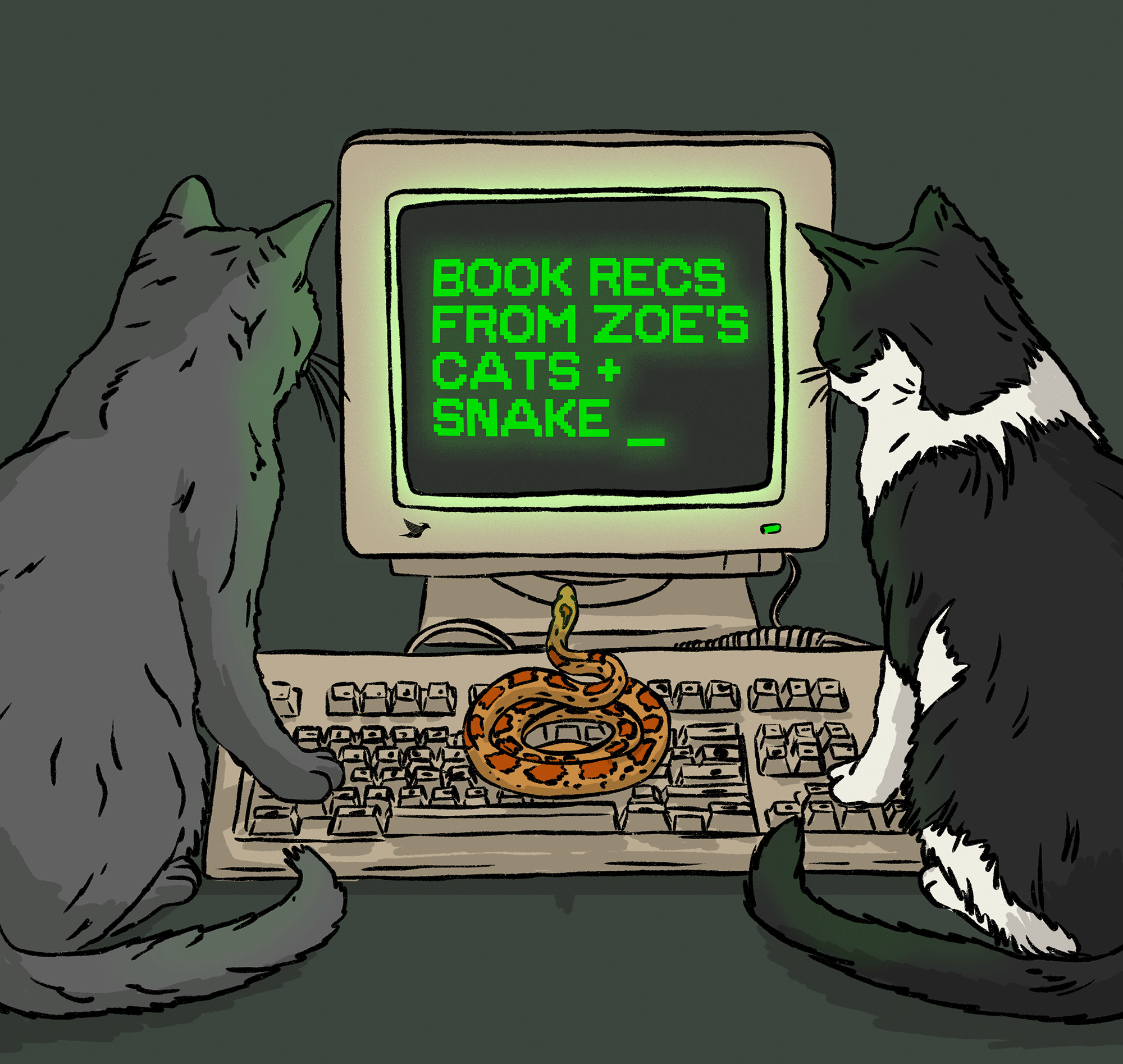 Book Recs from Zoe’s cats and snake