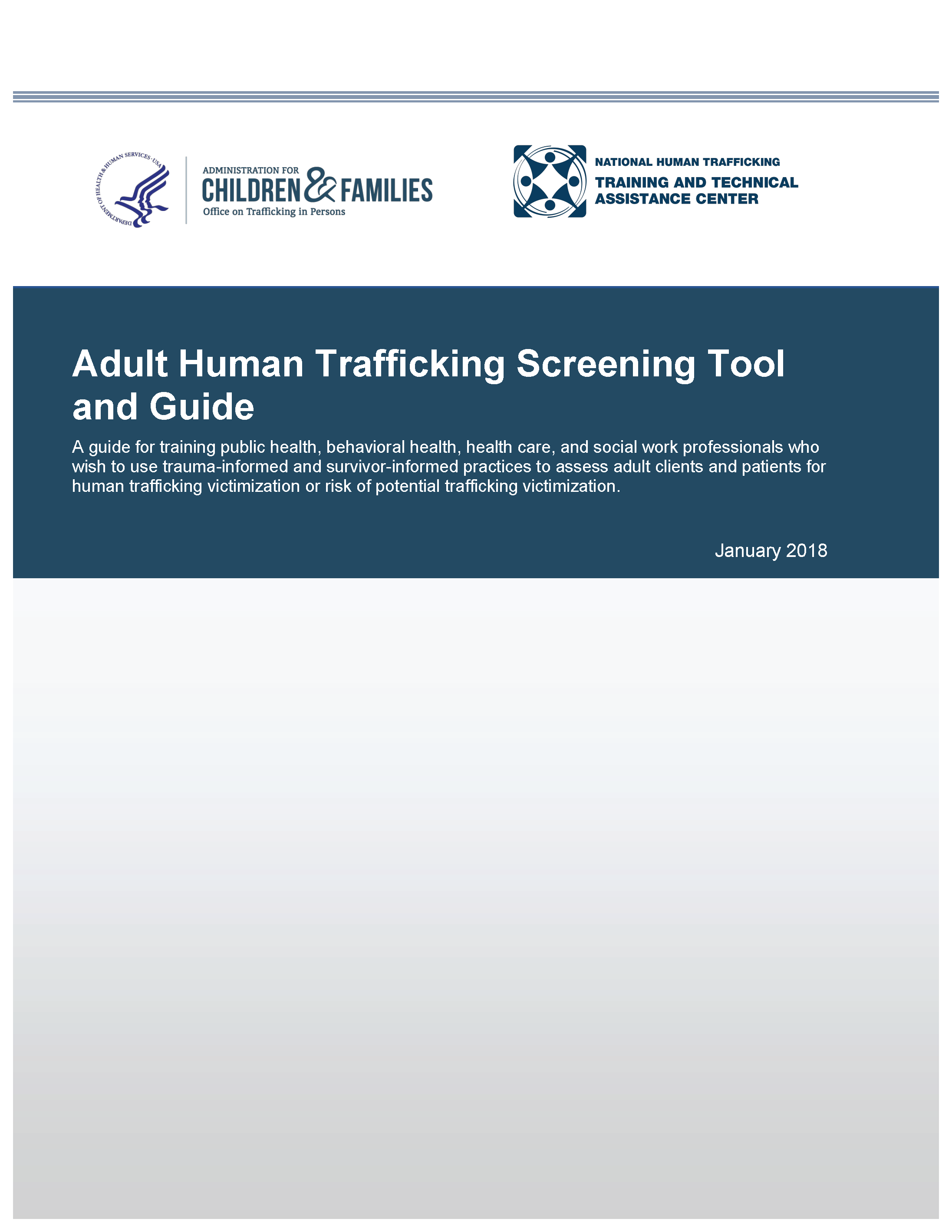 Adult Human Trafficking Screening Tool and Guide 