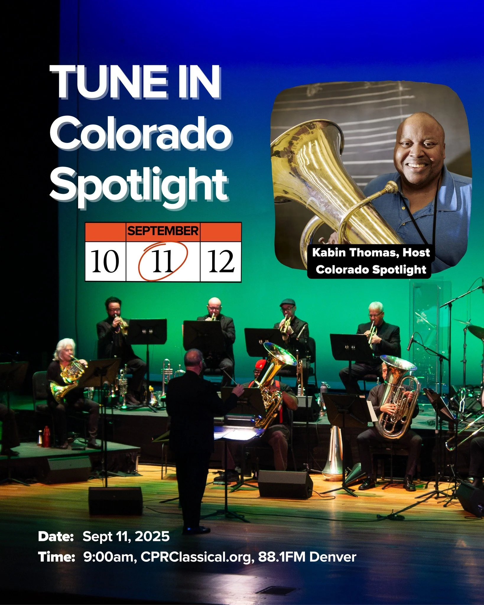 Hey Brass Fans! A little birdie told us that you'll be able to hear some Denver Brass music on @cpr_classical tomorrow, 9/11 during Colorado Spotlight. Tune it at 9a or 6p, online or on your radio.