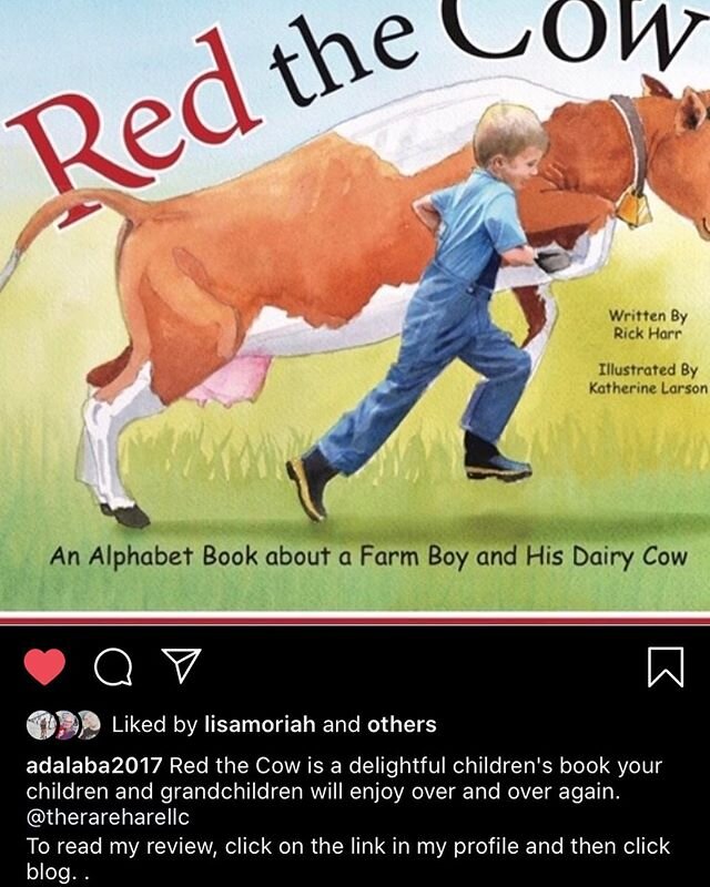 Such a great review about Red the Cow! To read the review written by author @adalaba2017 go to her account and check out the link her bio. Be sure to follow her account as well! #RedtheCow #childrensbooks #children #childrensbookauthor #farmlife #cow