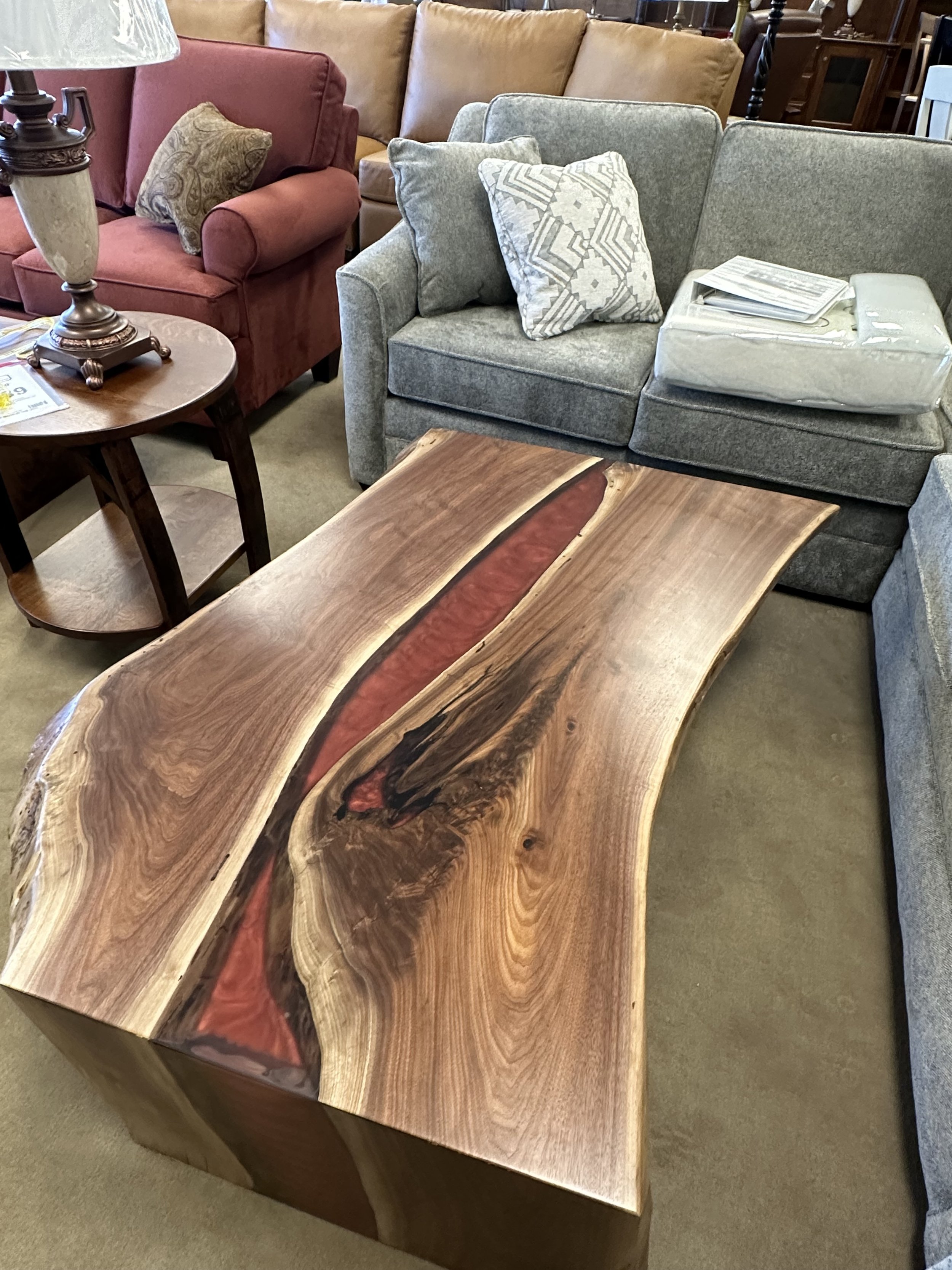 9' x 52 Black Walnut and Black Epoxy River Table