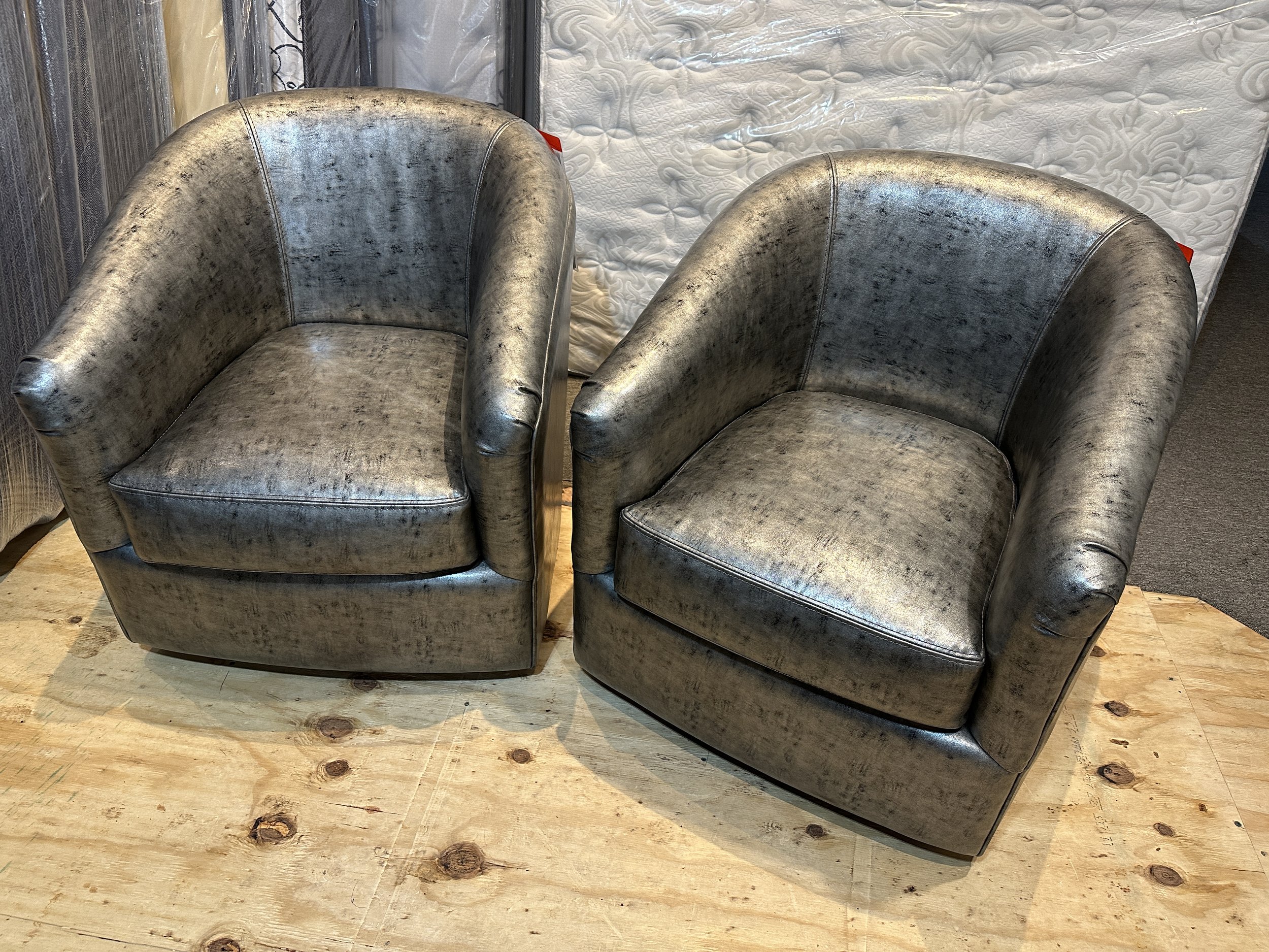 "Metallic" leather chairs