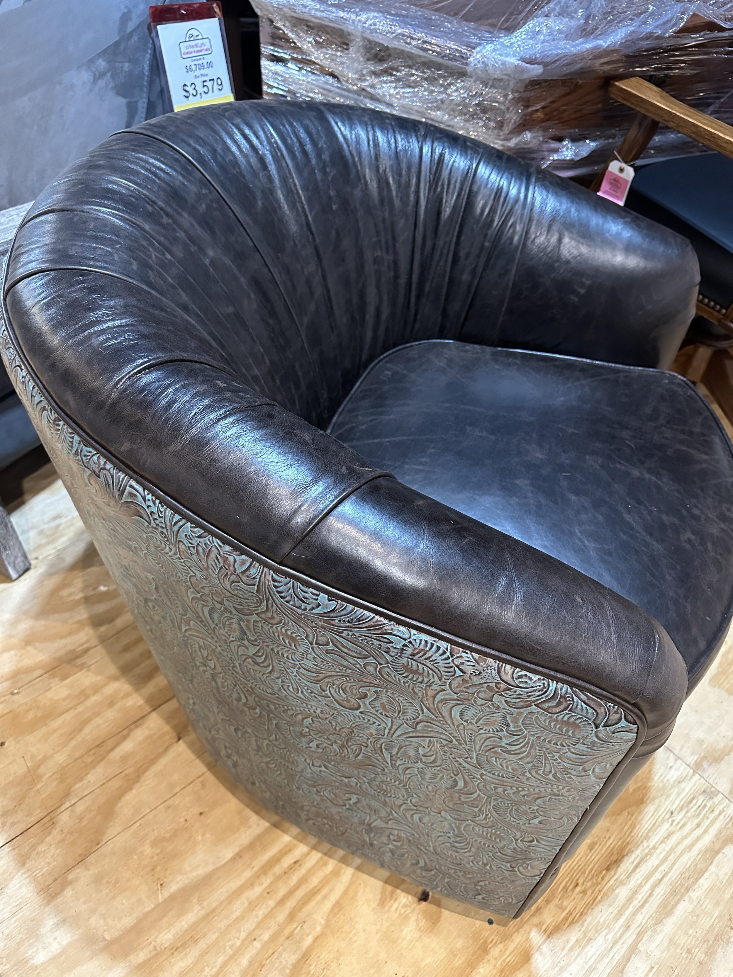 Embossed leather chair