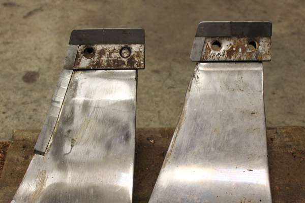 Carbide Lead Edge (left) | Regular Alloy Steel (right)