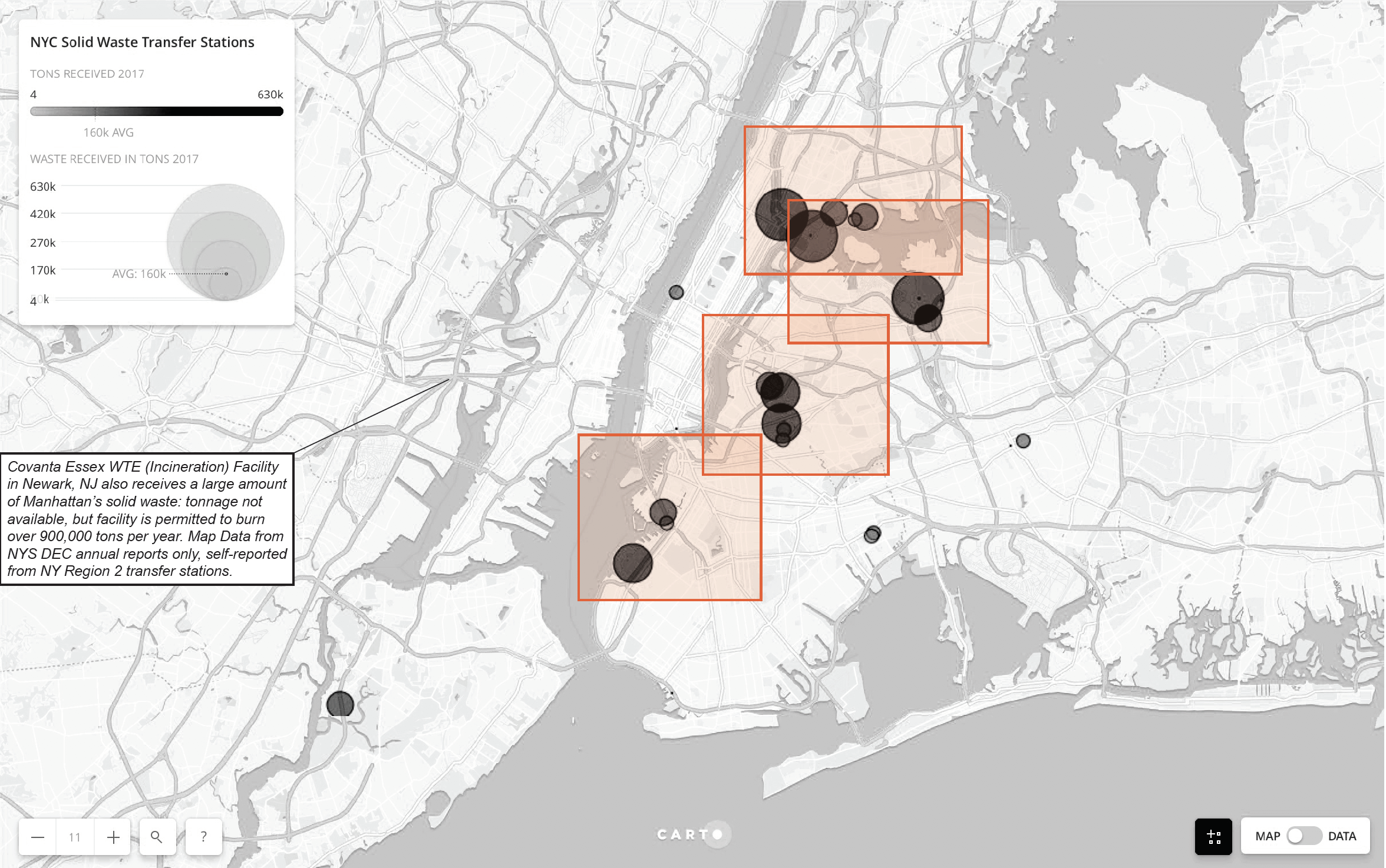 MSW by Transfer Station. Thesis, M.A. Theories of Urban Practice, "Exporting Accountability: Injustice in New York City’s Waste Flows and the Promise of Community-Led Composting"