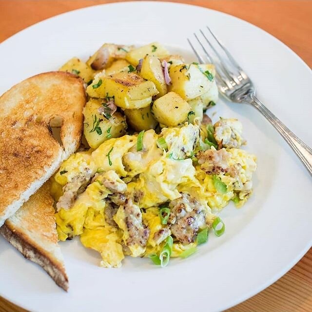 Our chicken apple sausage scramble has been around for many a menu change ... start your day off right with a delicious breakfast.