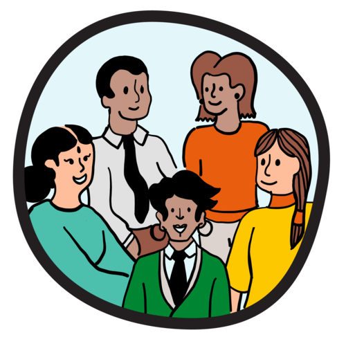 Visual of a diverse group of folks smiling