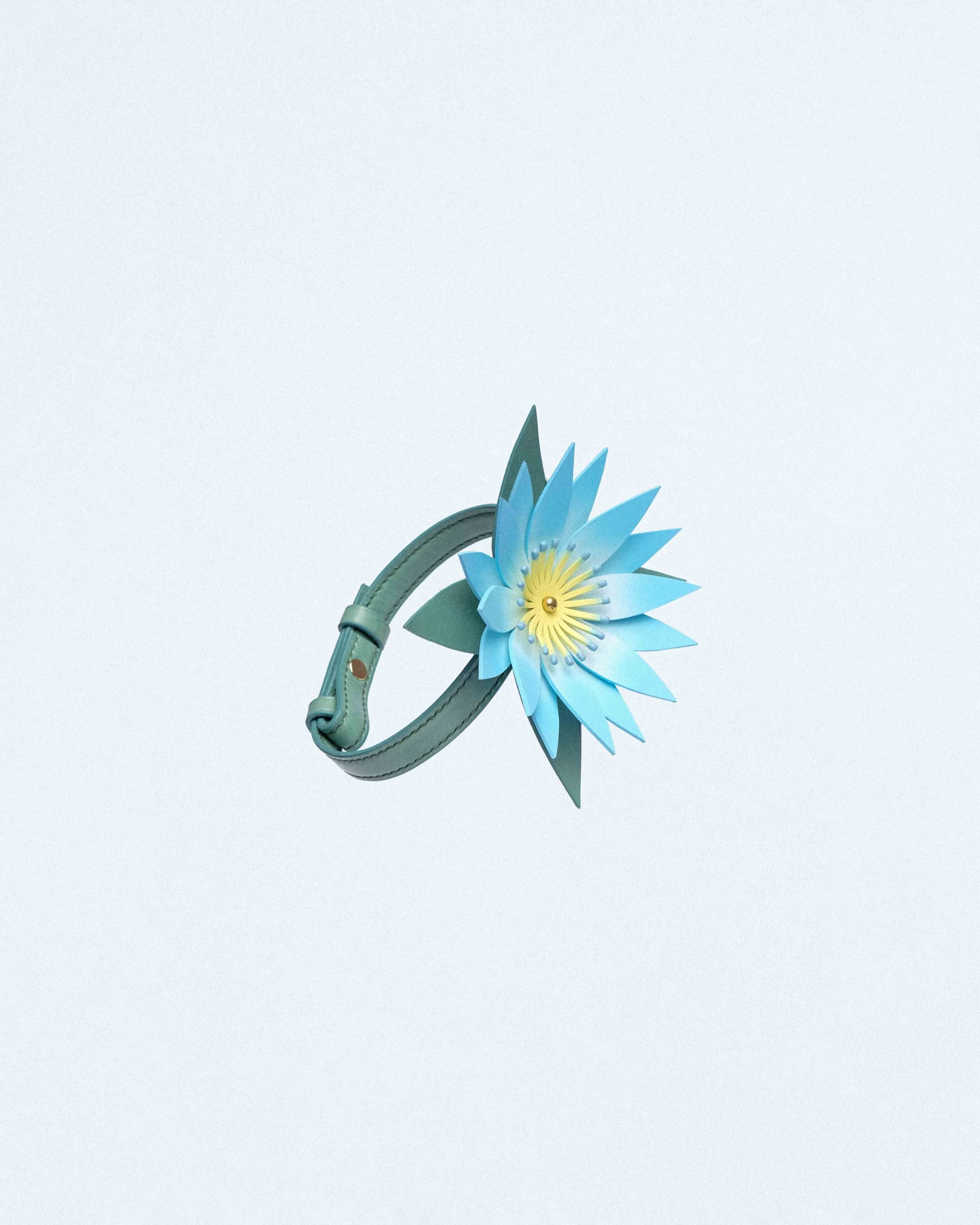 Blue Lotus Armband in Green Leather