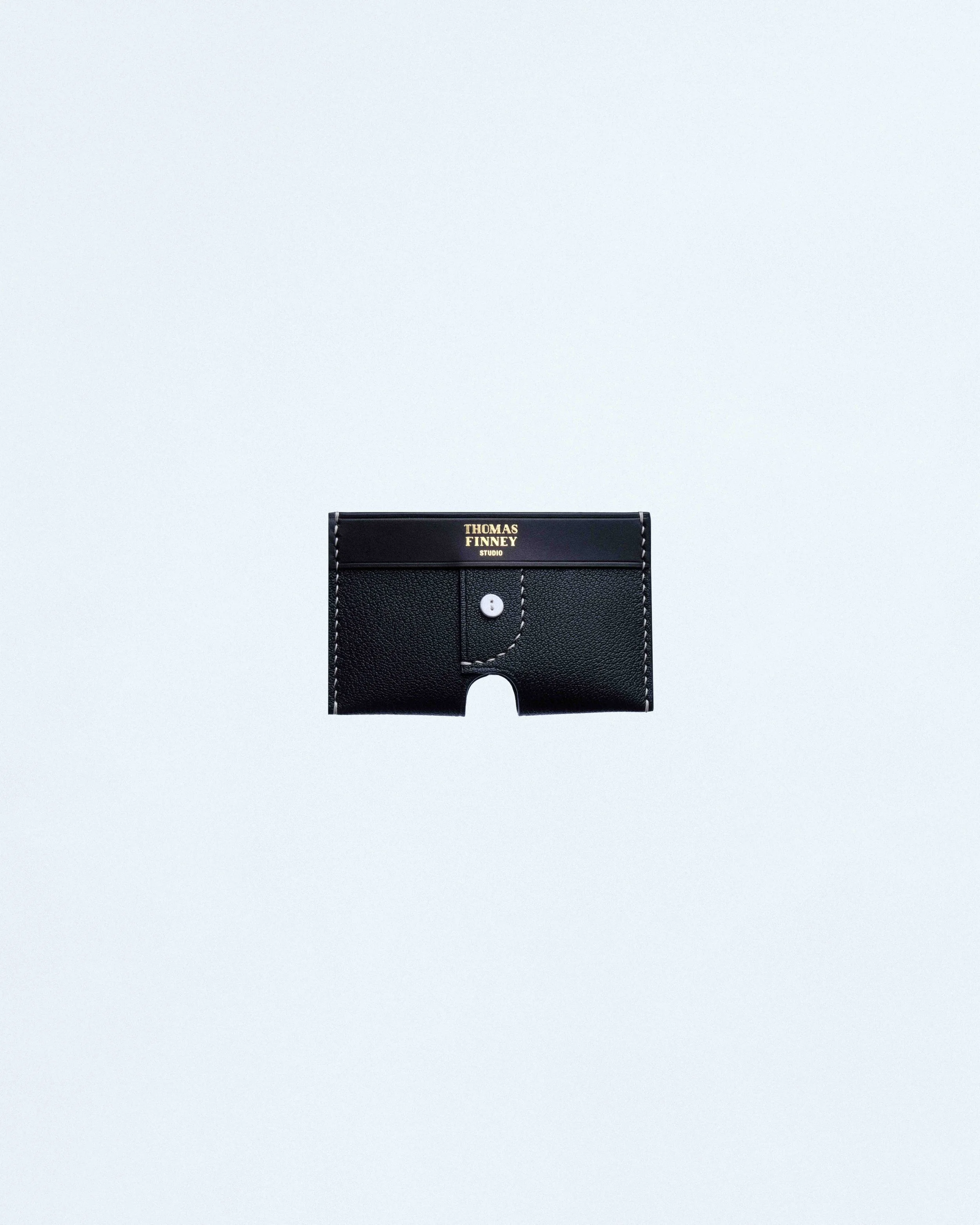 Boxer Card Case in Black Chevre