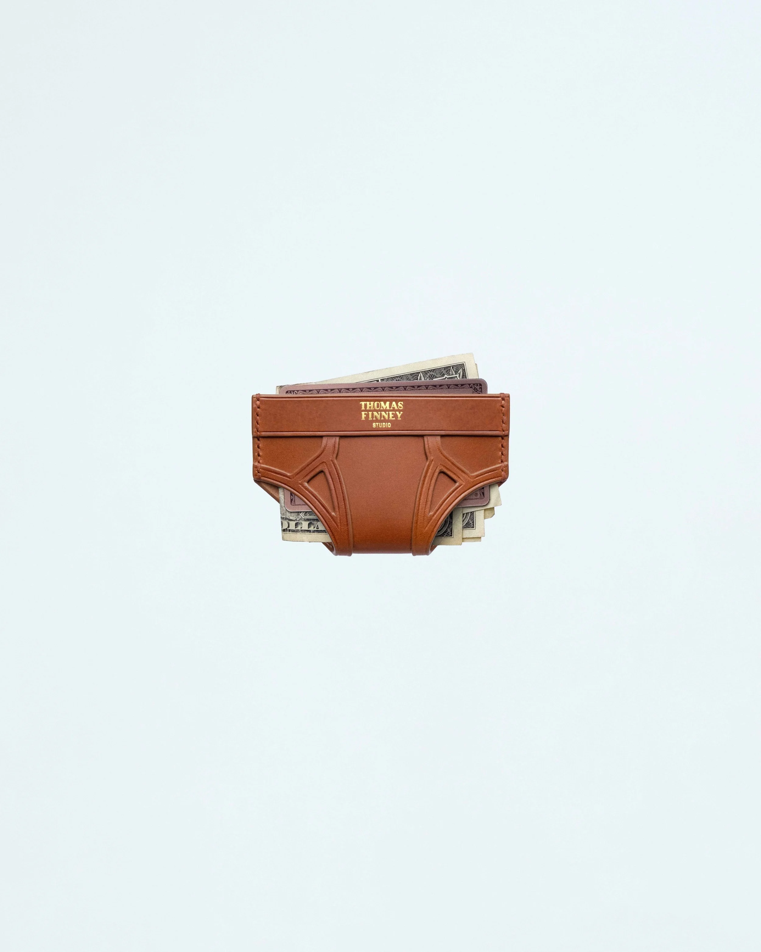 Brief Card Case in Brown Leather