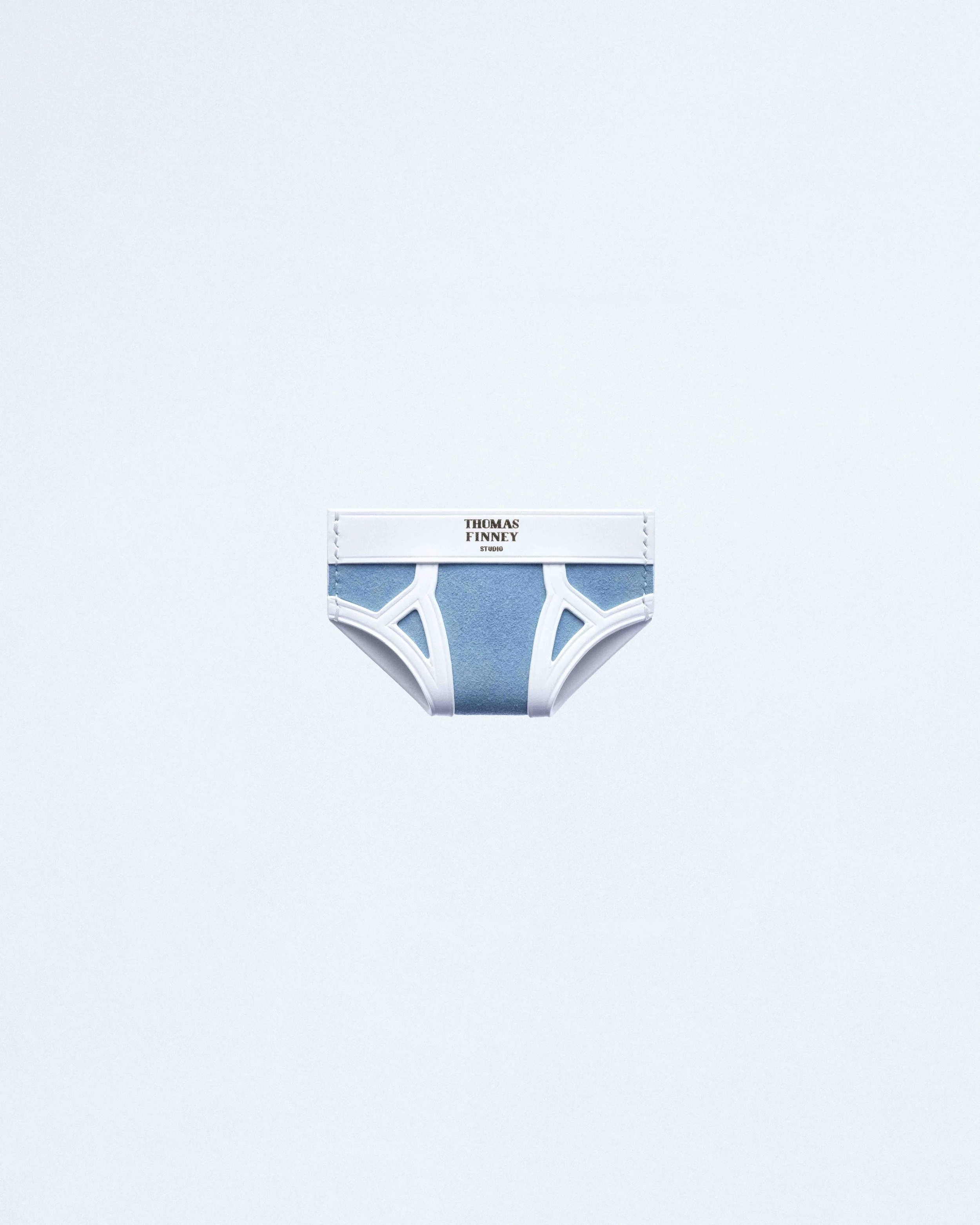 Brief Card Case in Indigo Suede with White Trim