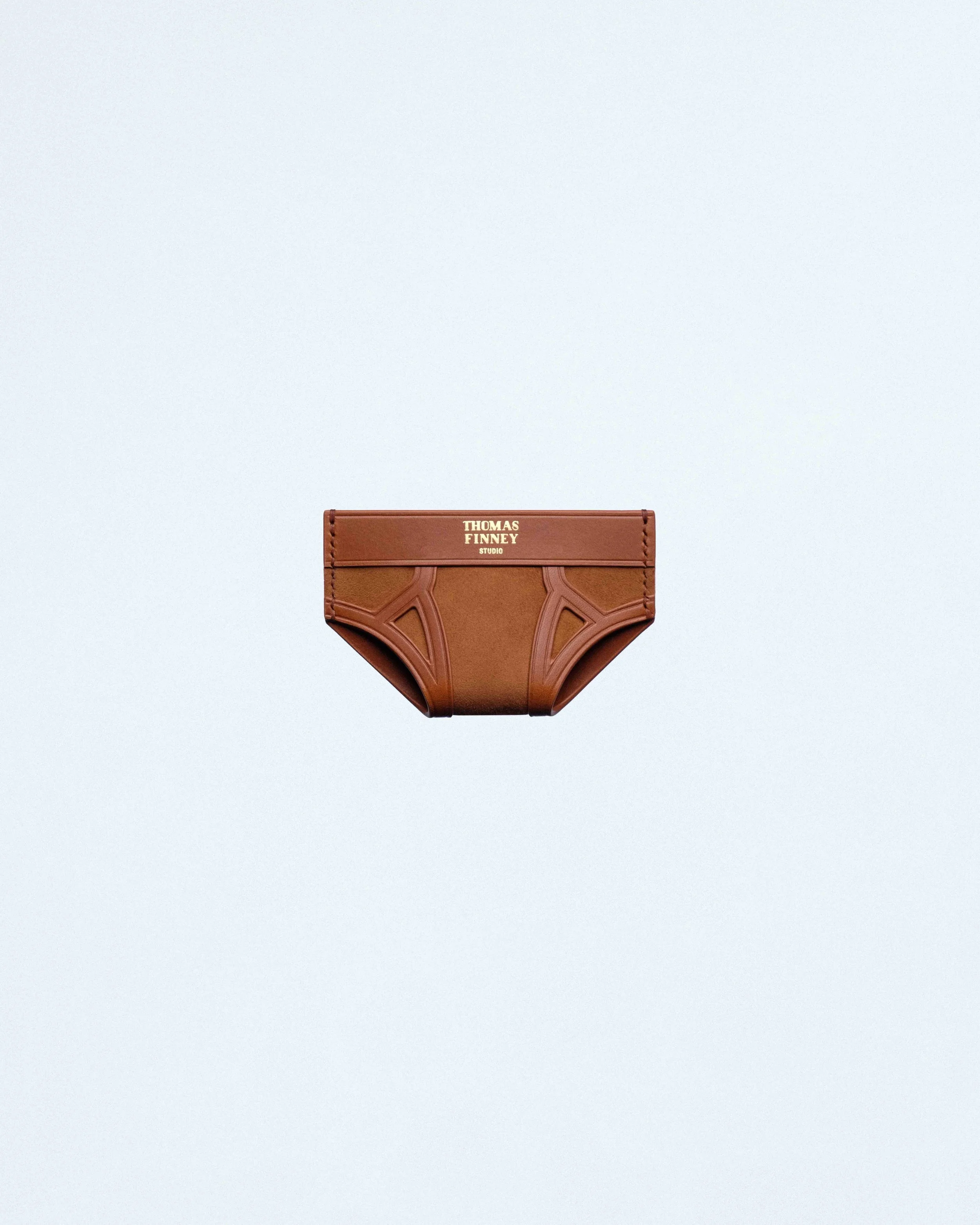 Brief Card Case in Brown Suede