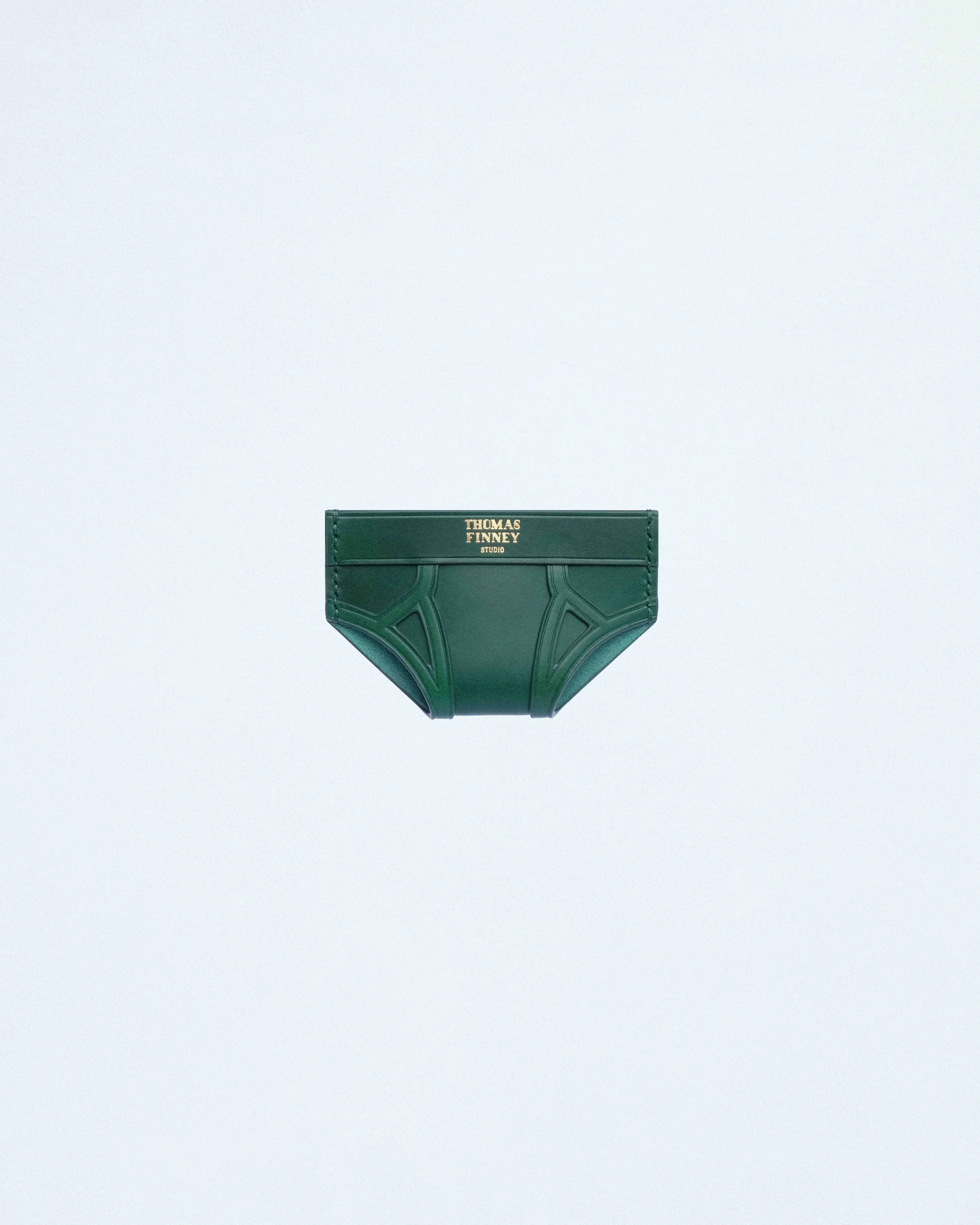 Brief Card Case in Green Leather