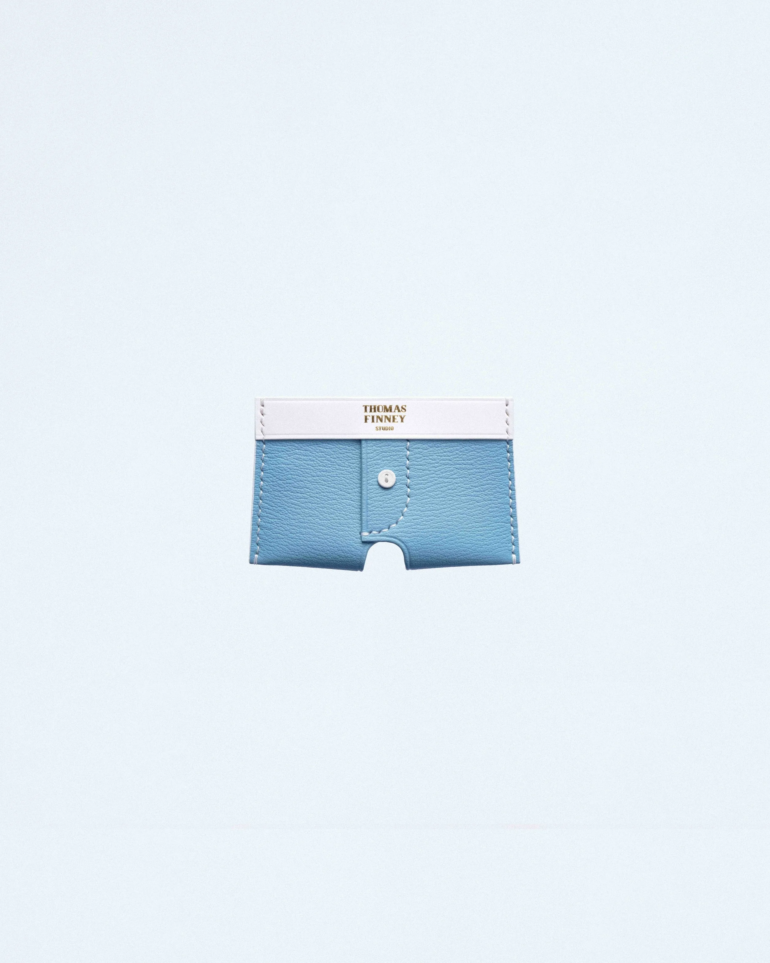 Boxer Card Case in Blue Chevre