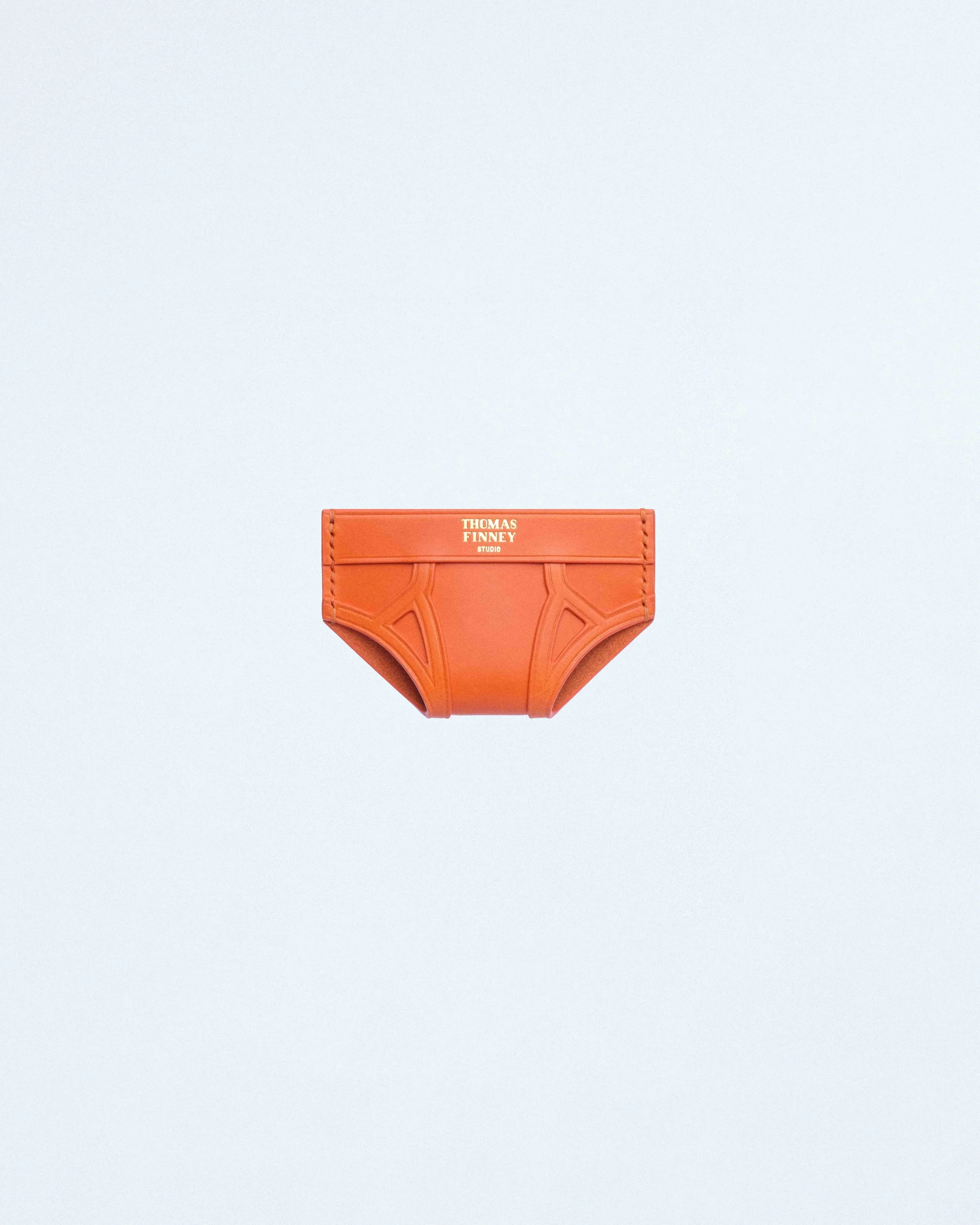 Brief Card Case in Orange Leather