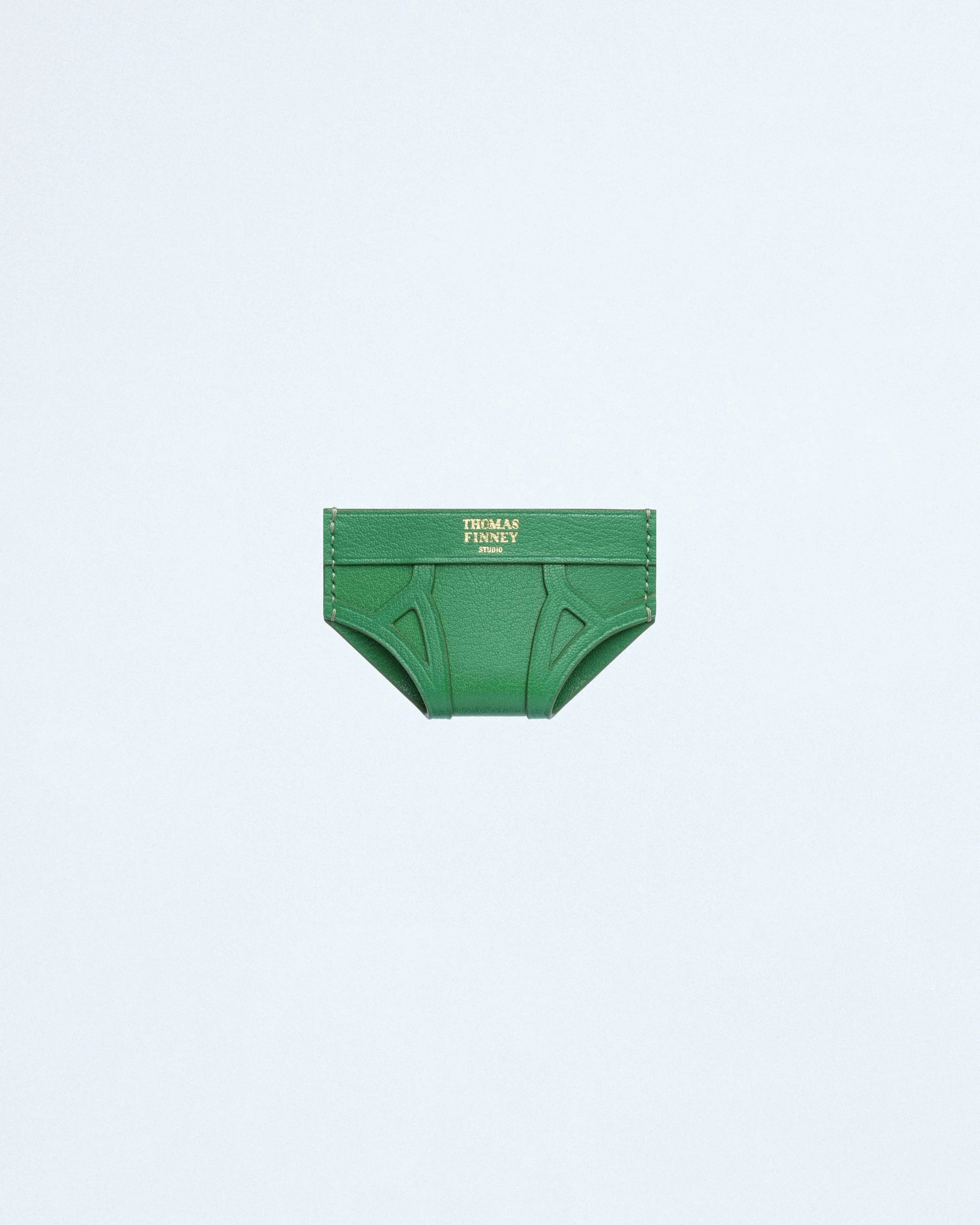 Brief Card Case in Green Chevre